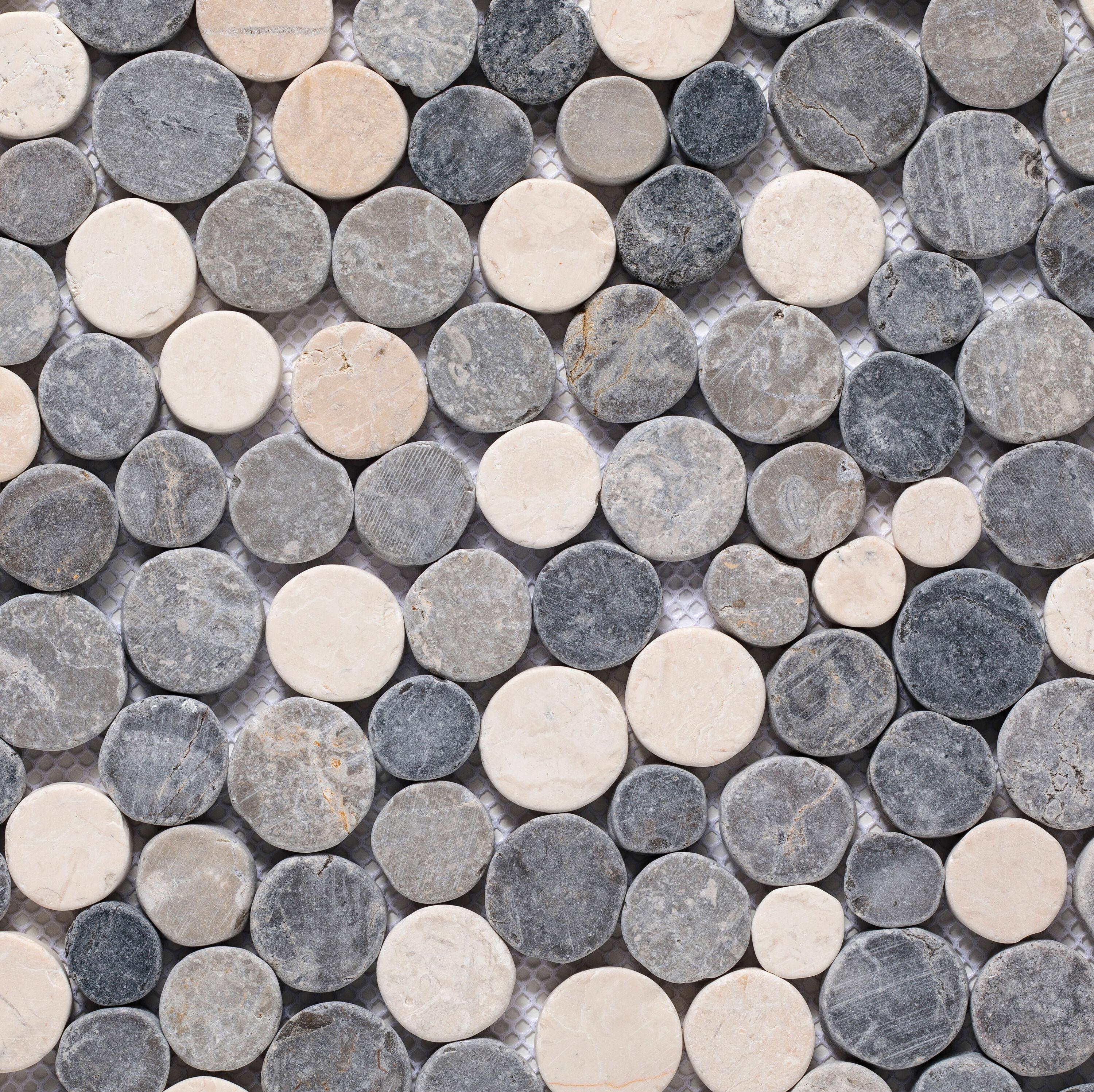 Cruz Bay Studio 11.5" x 11.5" Random Sized Natural Stone Penny Round Mosaic Wall & Floor Tile