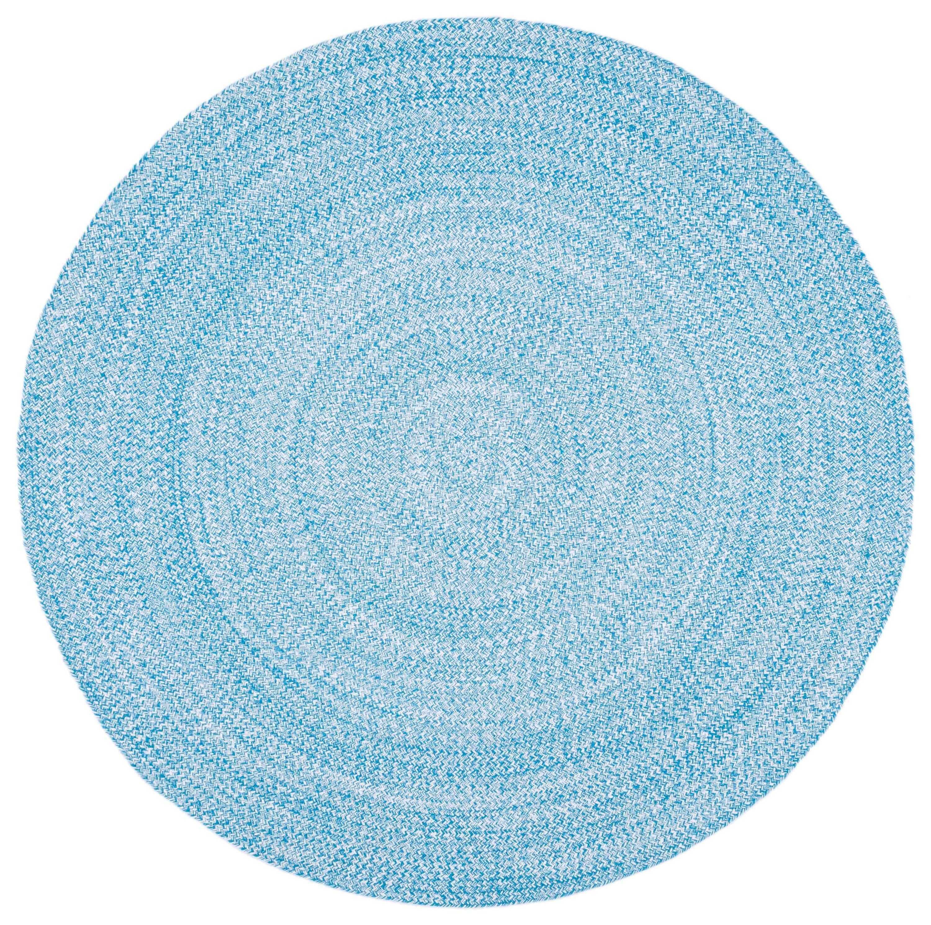 Braided BRD351 Hand Braided Area Rug - Blue/Ivory - 4' round - Safavieh.