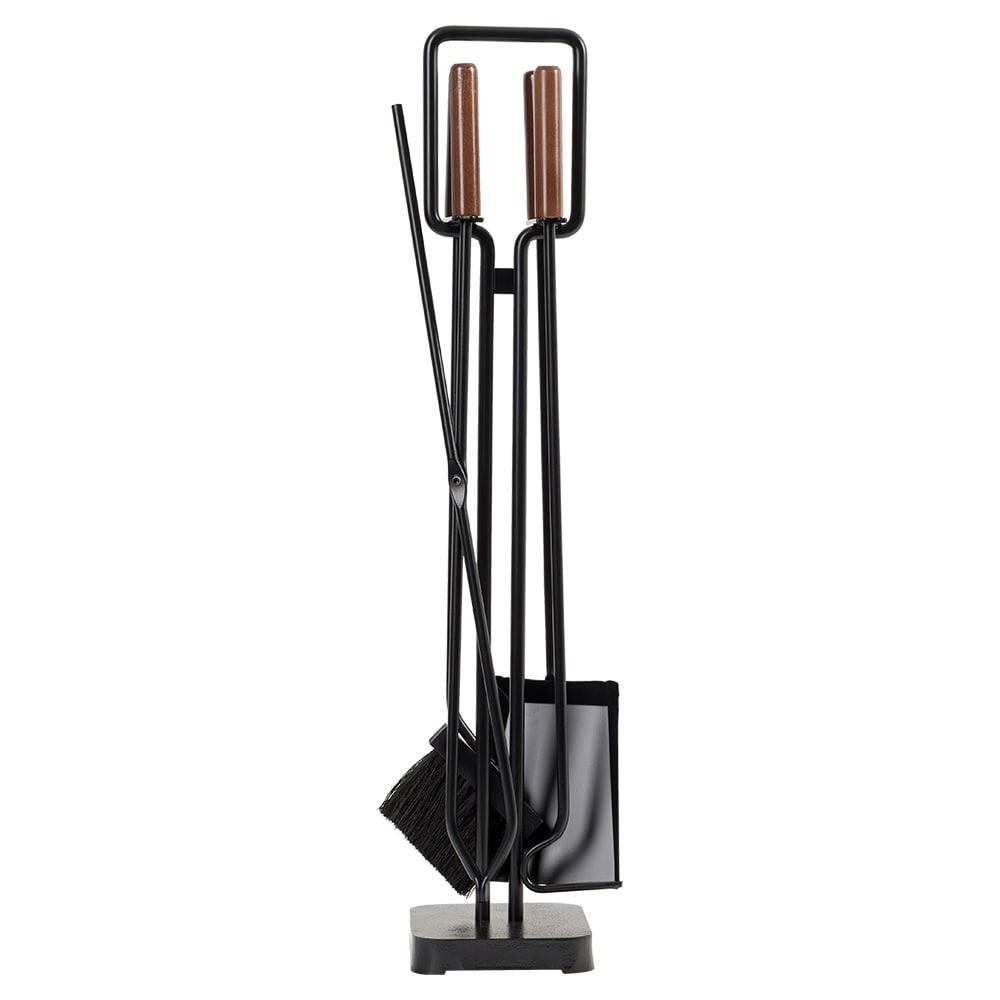 Modern Ember Levi Fireplace Tool Set - Includes Brush, Shovel, Fire Poker, Tongs and Stand - Steel