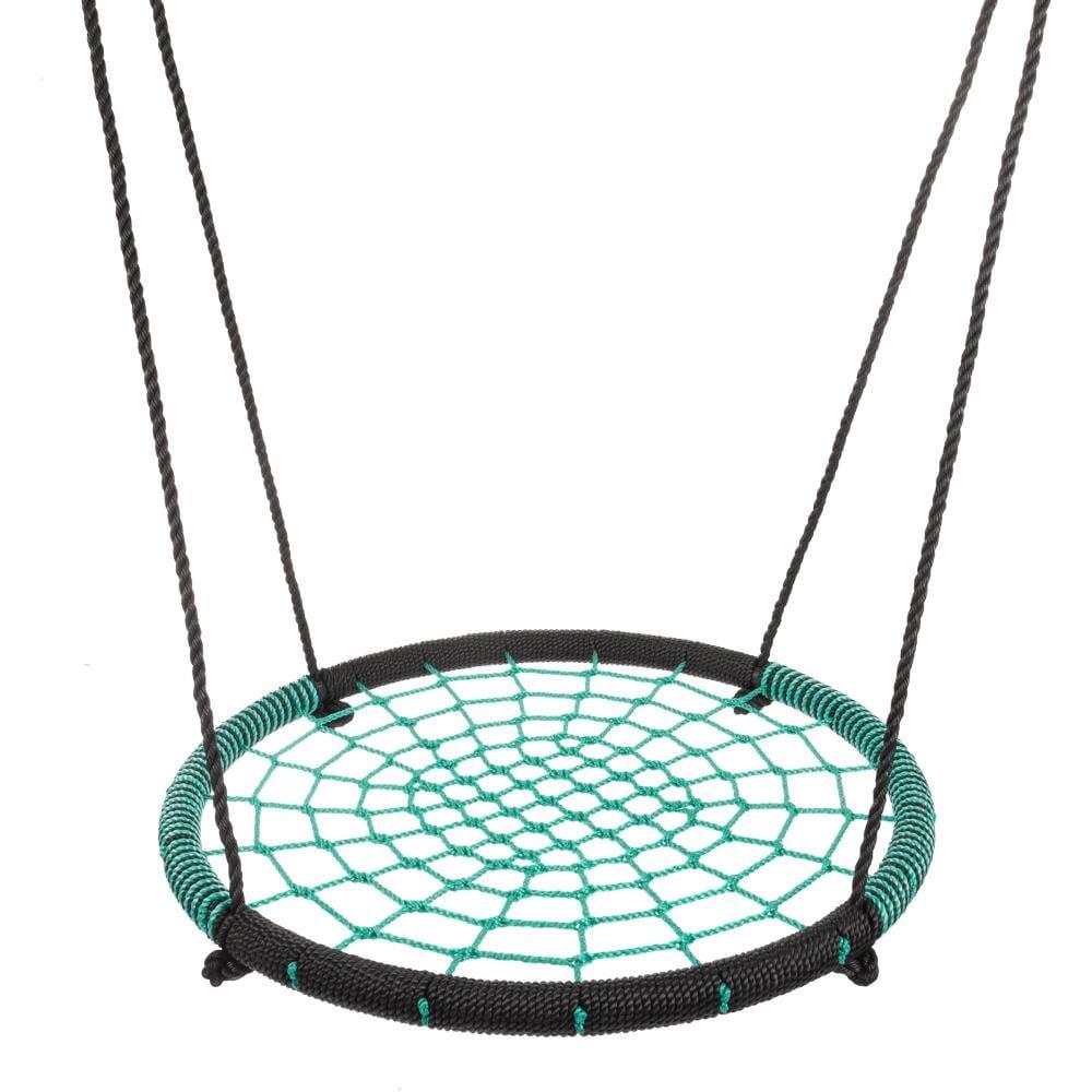 Hey! Play! Spider Web Tree Swing-Large 40-inch Diameter Hanging Tree Rope Saucer Seat