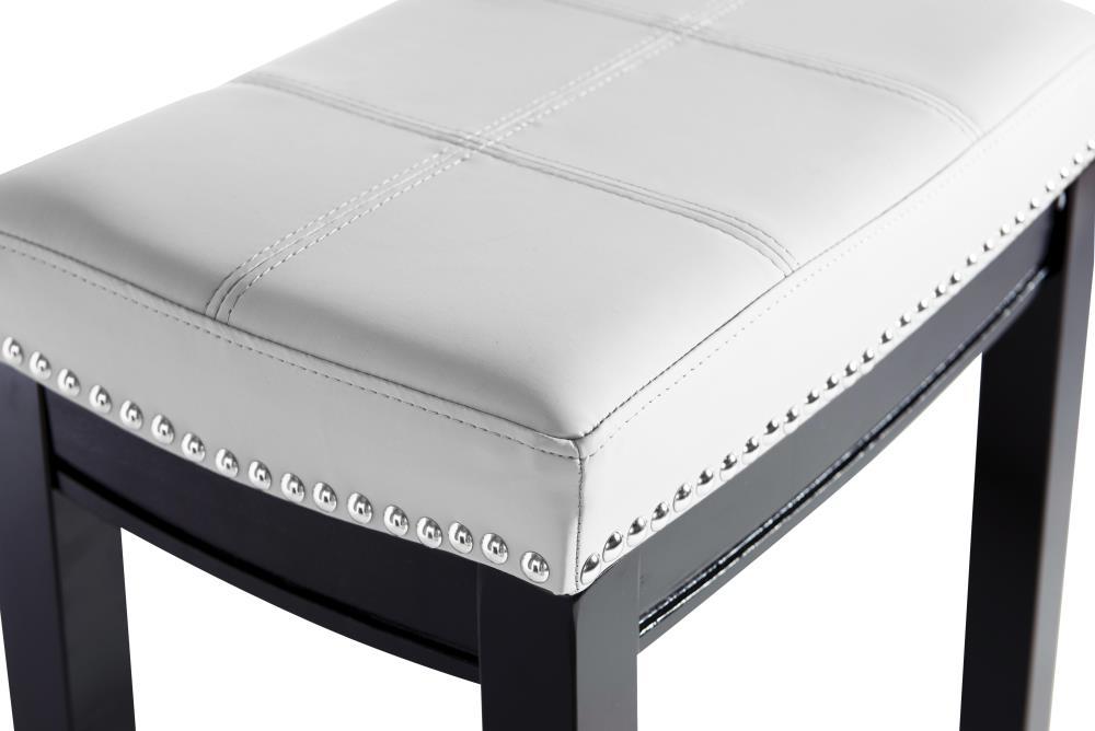 Claridge Backless Faux Leather Nailhead Saddle Barstool Gray - Linon