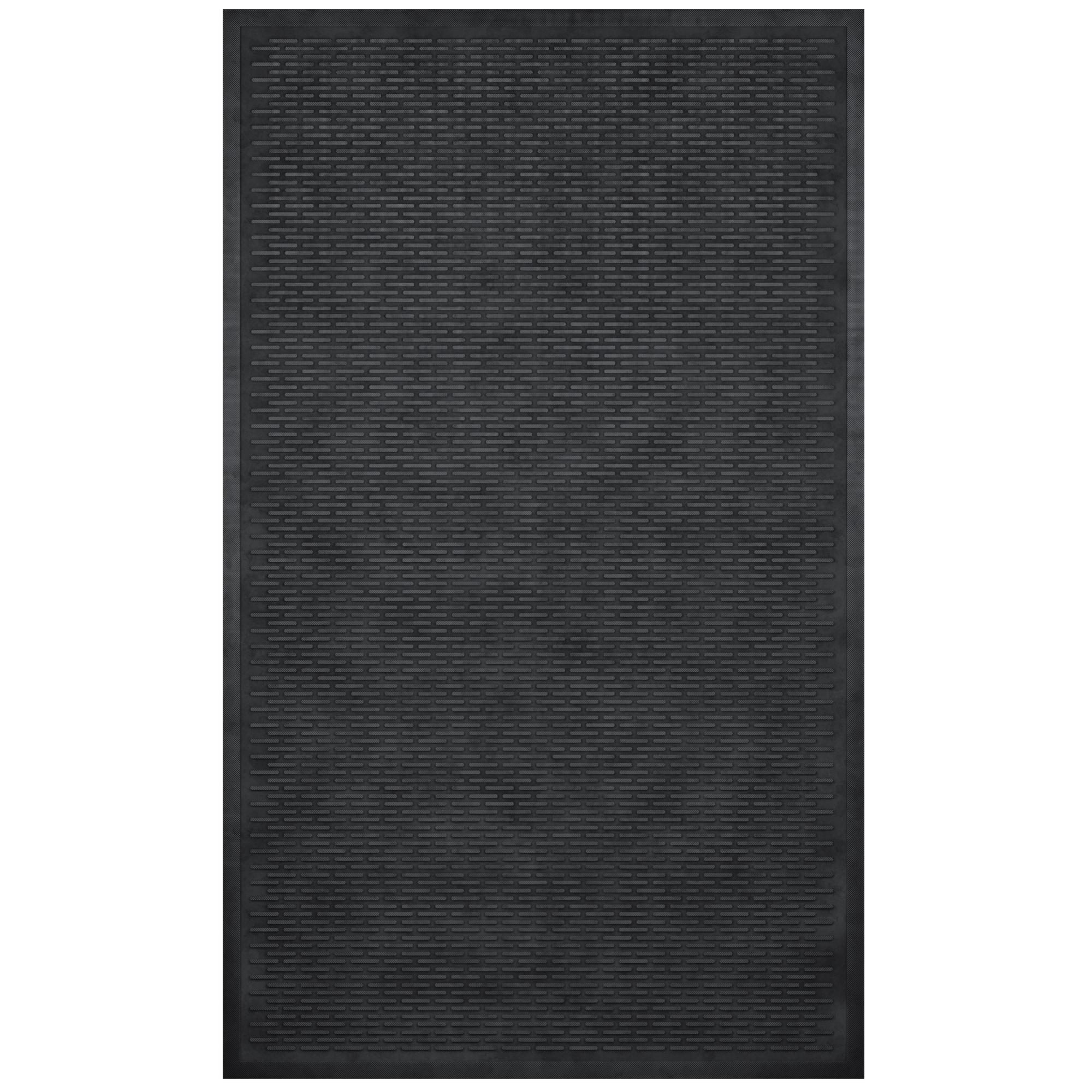 Ottomanson Easy Clean, Waterproof Non-Slip 3x5 Indoor/Outdoor Rubber Doormat, 35" x 60", Black