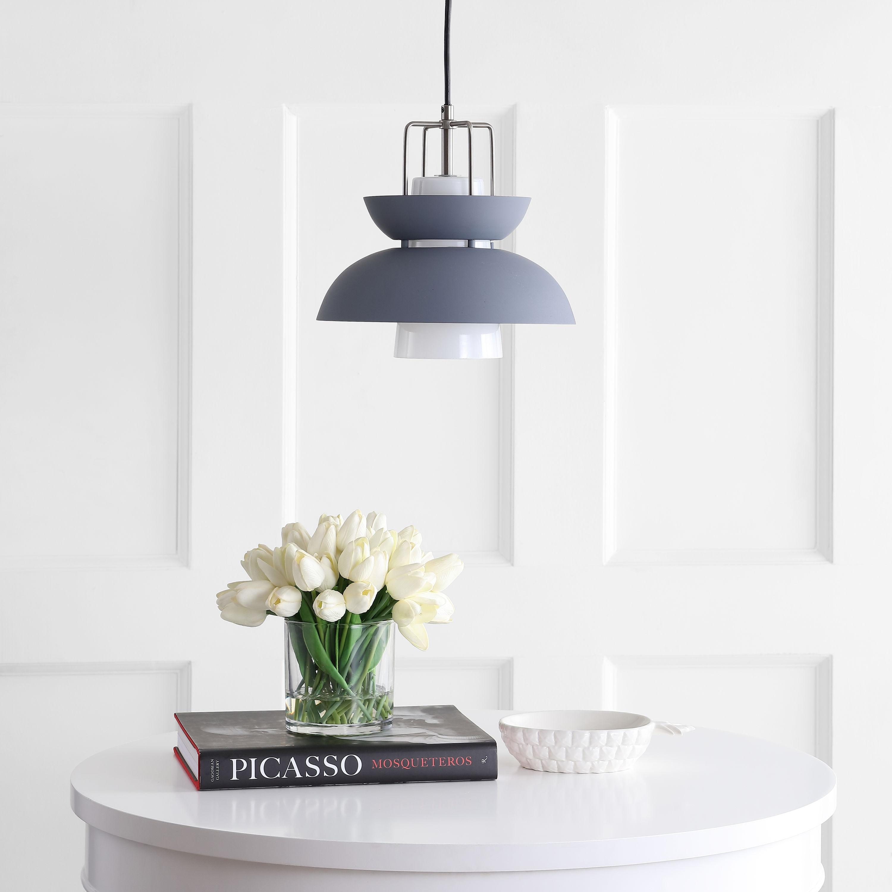 Paul 11" Farmhouse Metal LED Pendant, Gray