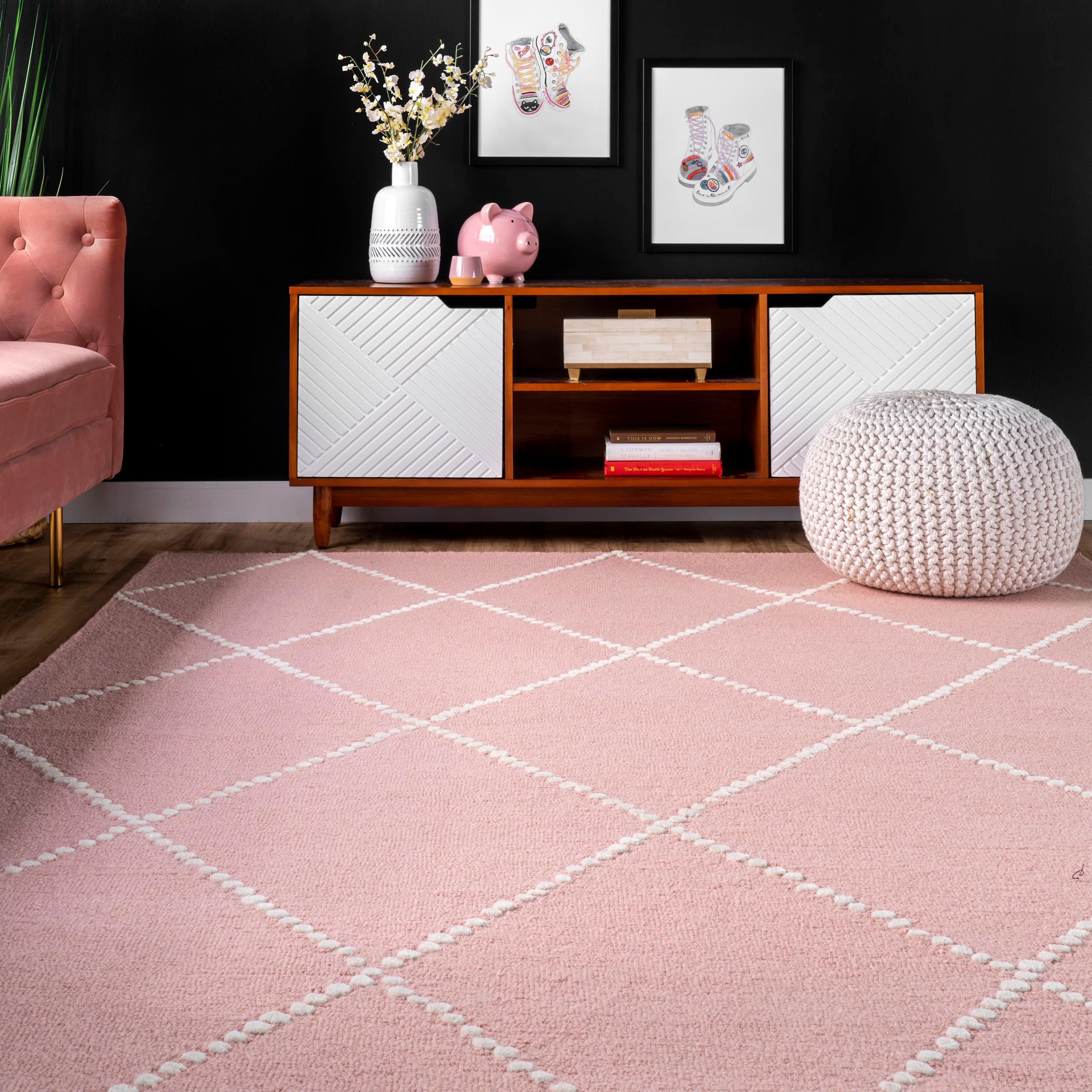 4'x6' Wool Hand Tufted Elvia Area Rug Baby Pink - nuLOOM