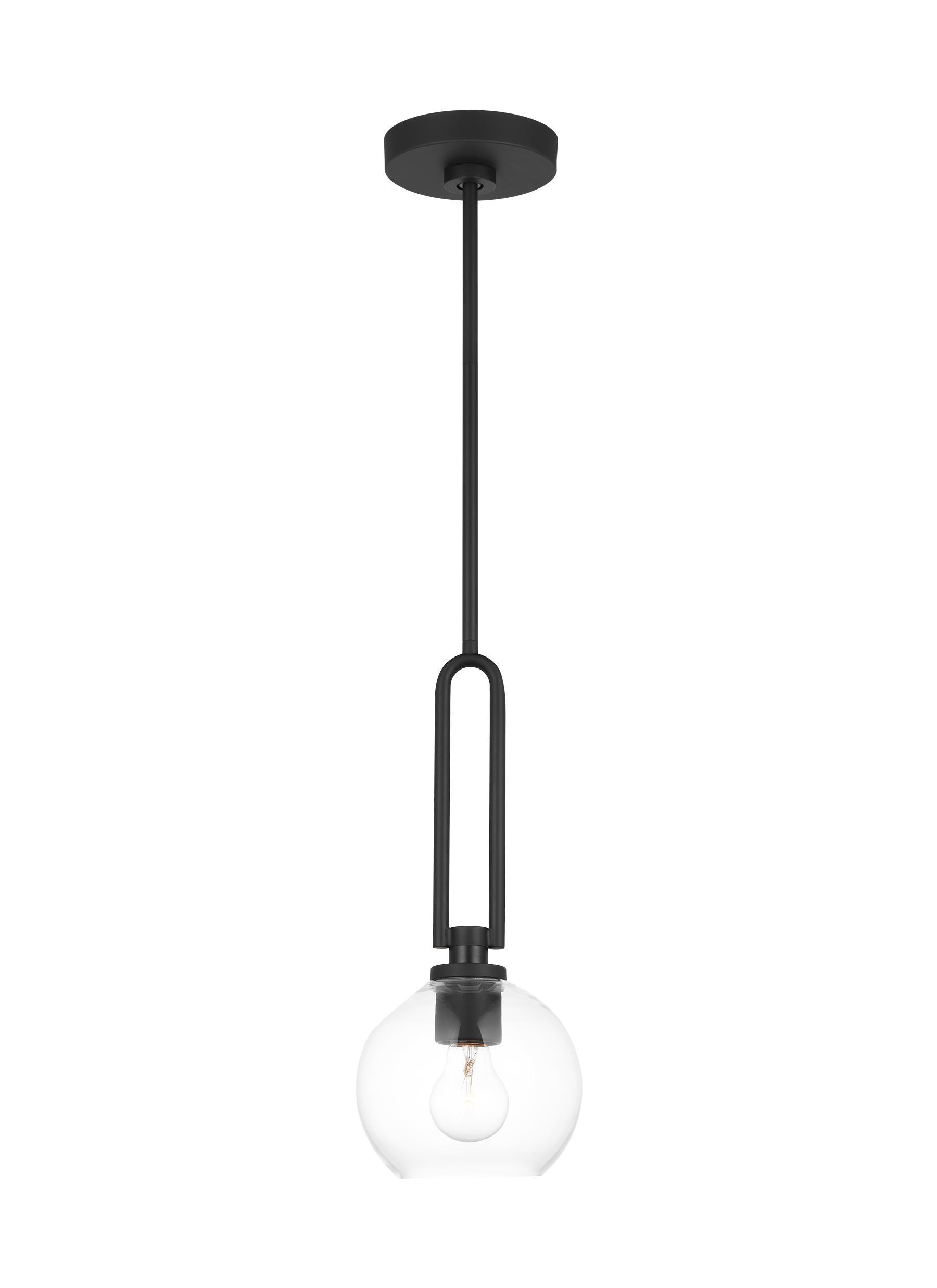 Codyn 1-Light Midnight Black Statement Mini Pendant Light with Clear Glass Shade