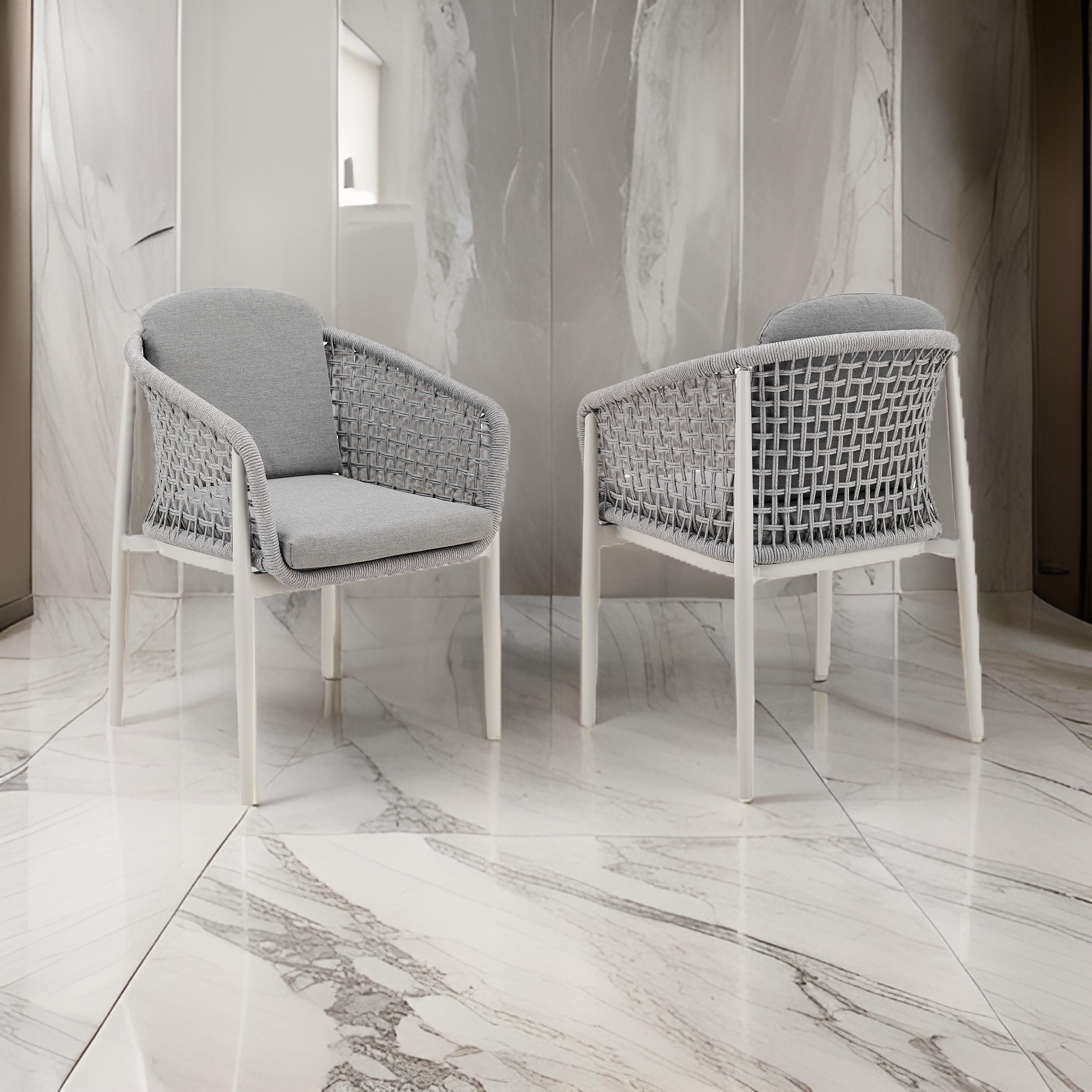 Rhodes Outdoor Patio Dining Chair in Aluminum Set of 2