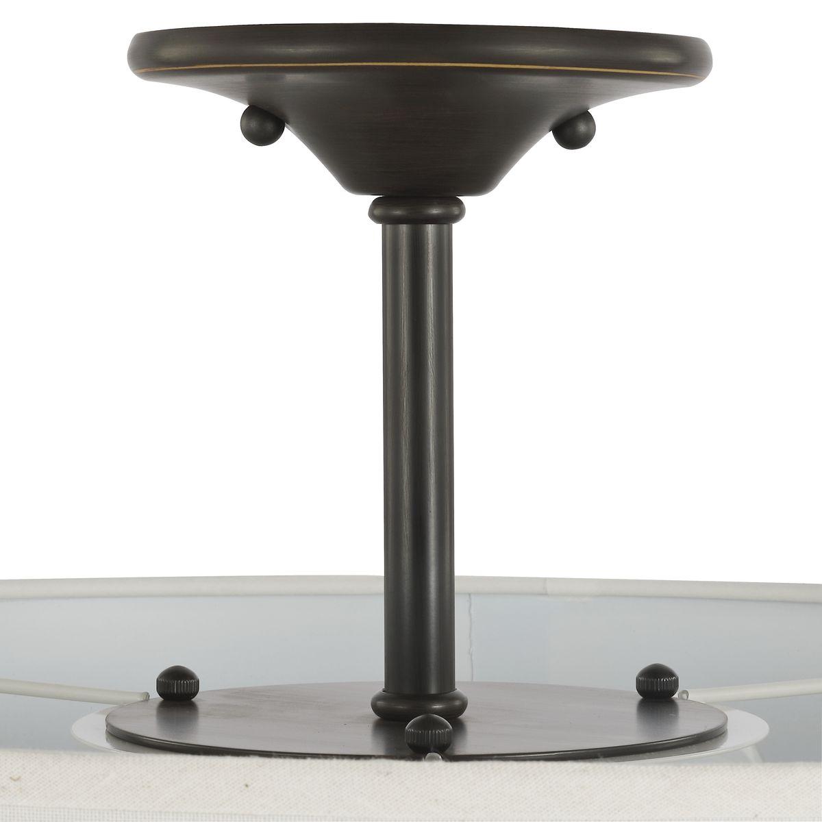 Progress Lighting, Inspire Collection, 3-Light Semi-Flush Mount, Antique Bronze, Off-White Linen Shade