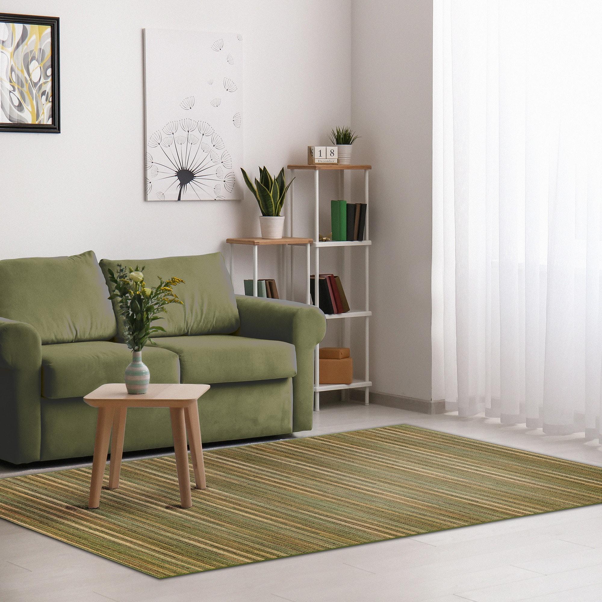 Liora Manne Marina Stripes Indoor/Outdoor Rug Green 6'6" x 9'4"