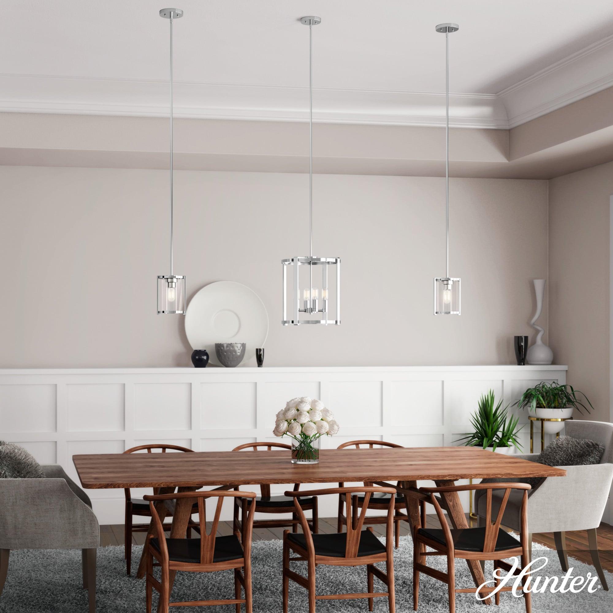 19002-Hunter Fans-Astwood 4-Light Lantern Chandelier in Caged Style-16 Inches Wide by 25.5 Inches High-Polished Nickel Finish