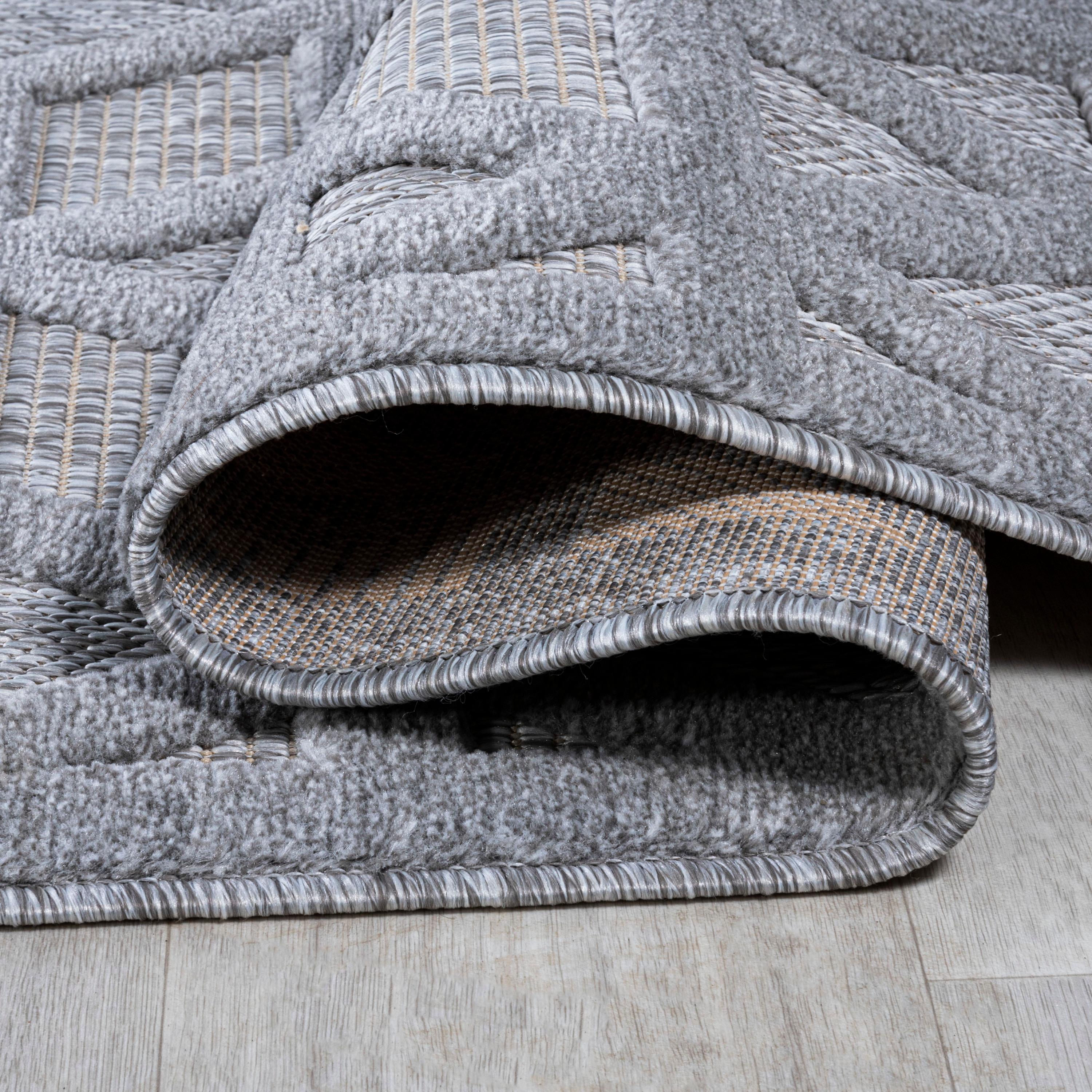5'x8' Talaia Neutral Geometric Indoor/Outdoor Area Rug, Light Gray - JONATHAN Y