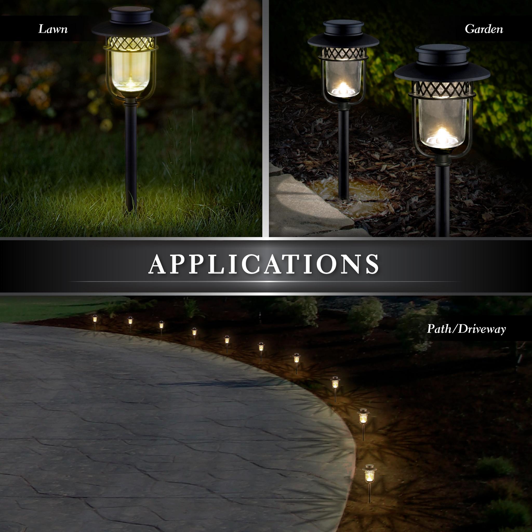 Black Low Voltage Solar Powered Integrated LED Pathway Light Pack (Set of 2)