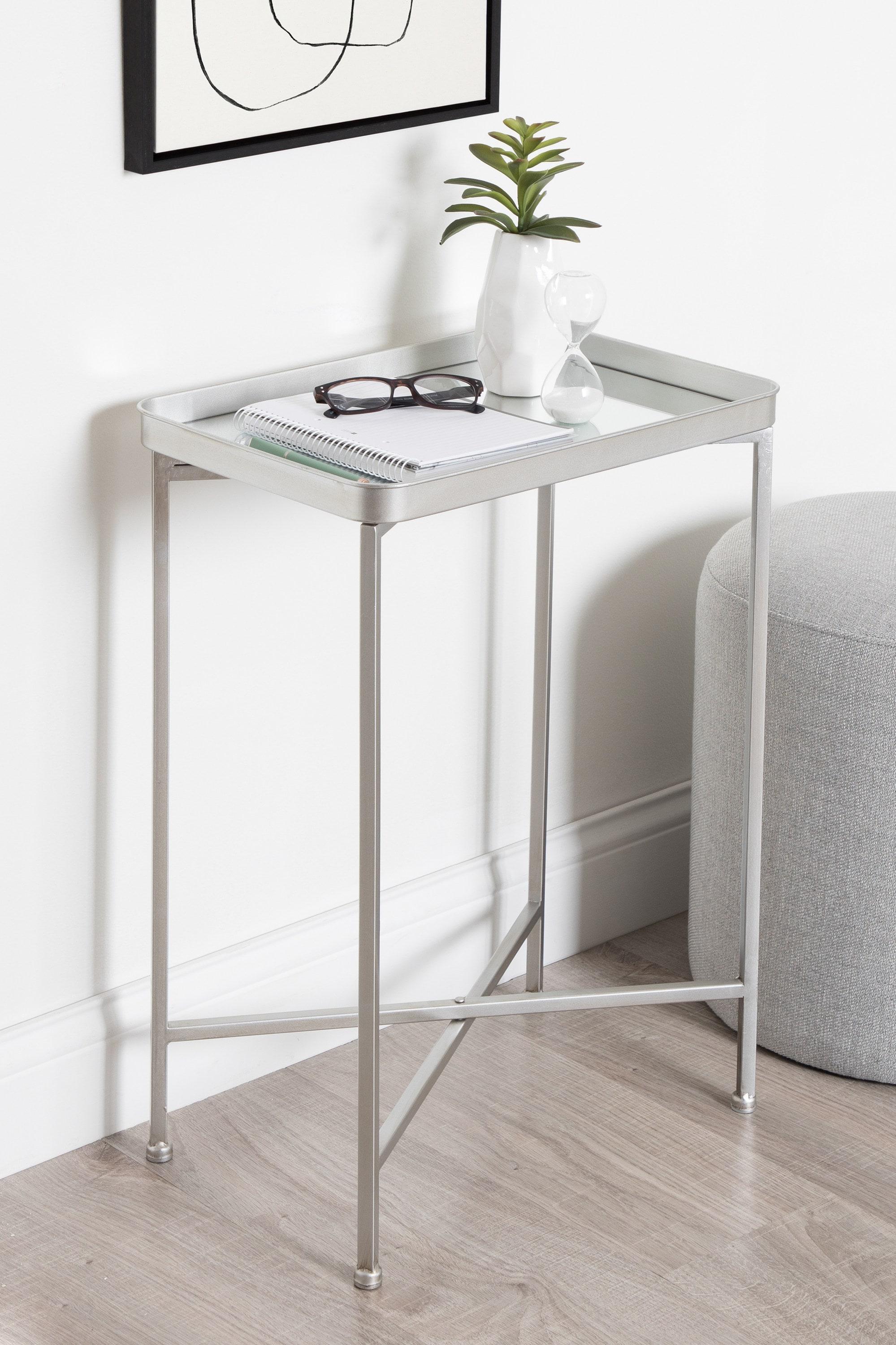 Kate and Laurel Celia Rectangle Metal Side Table, 18x12x26, Silver