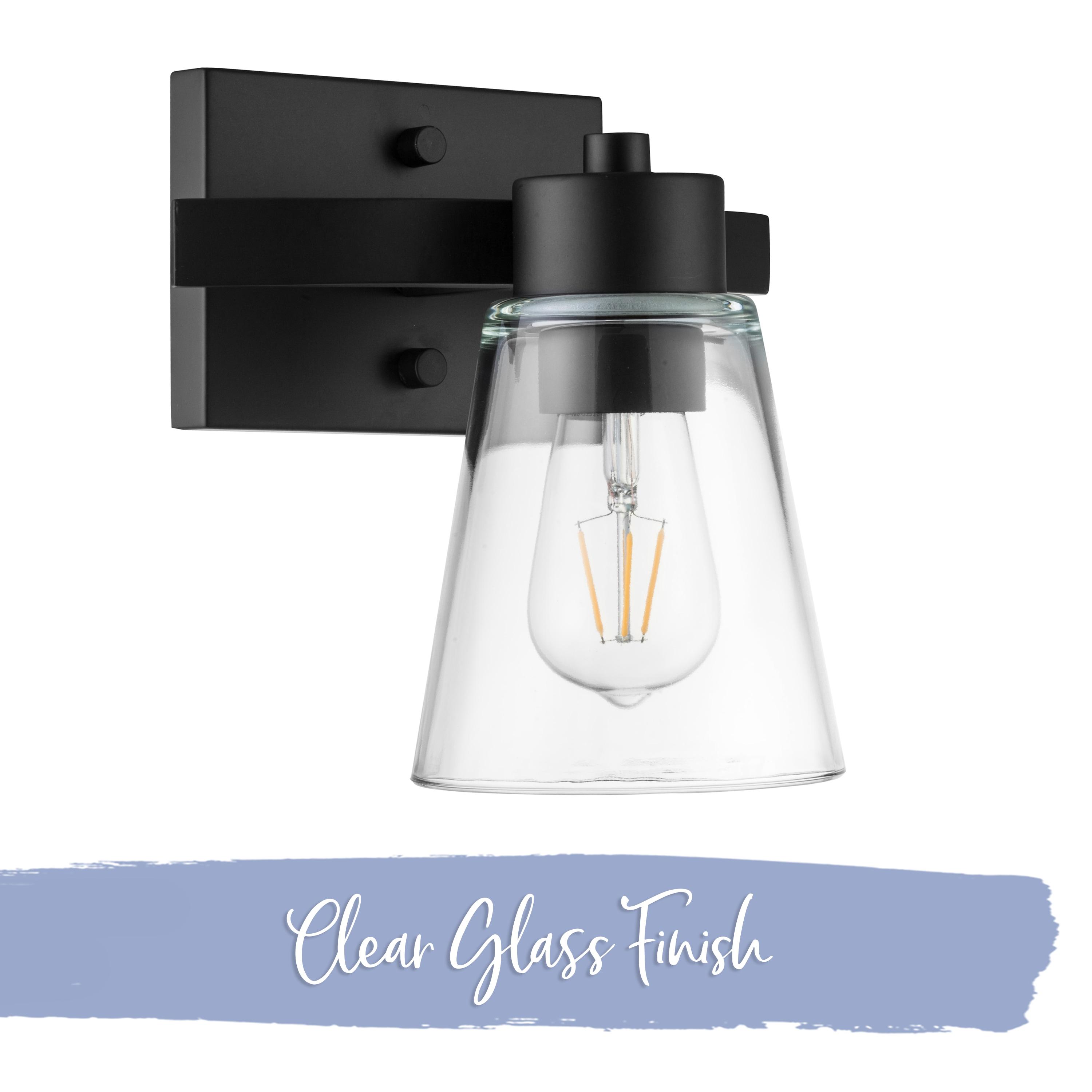 Prominence Home Fairendale 1-Light Matte Black Bathroom Vanity Light with Clear Glass Shade