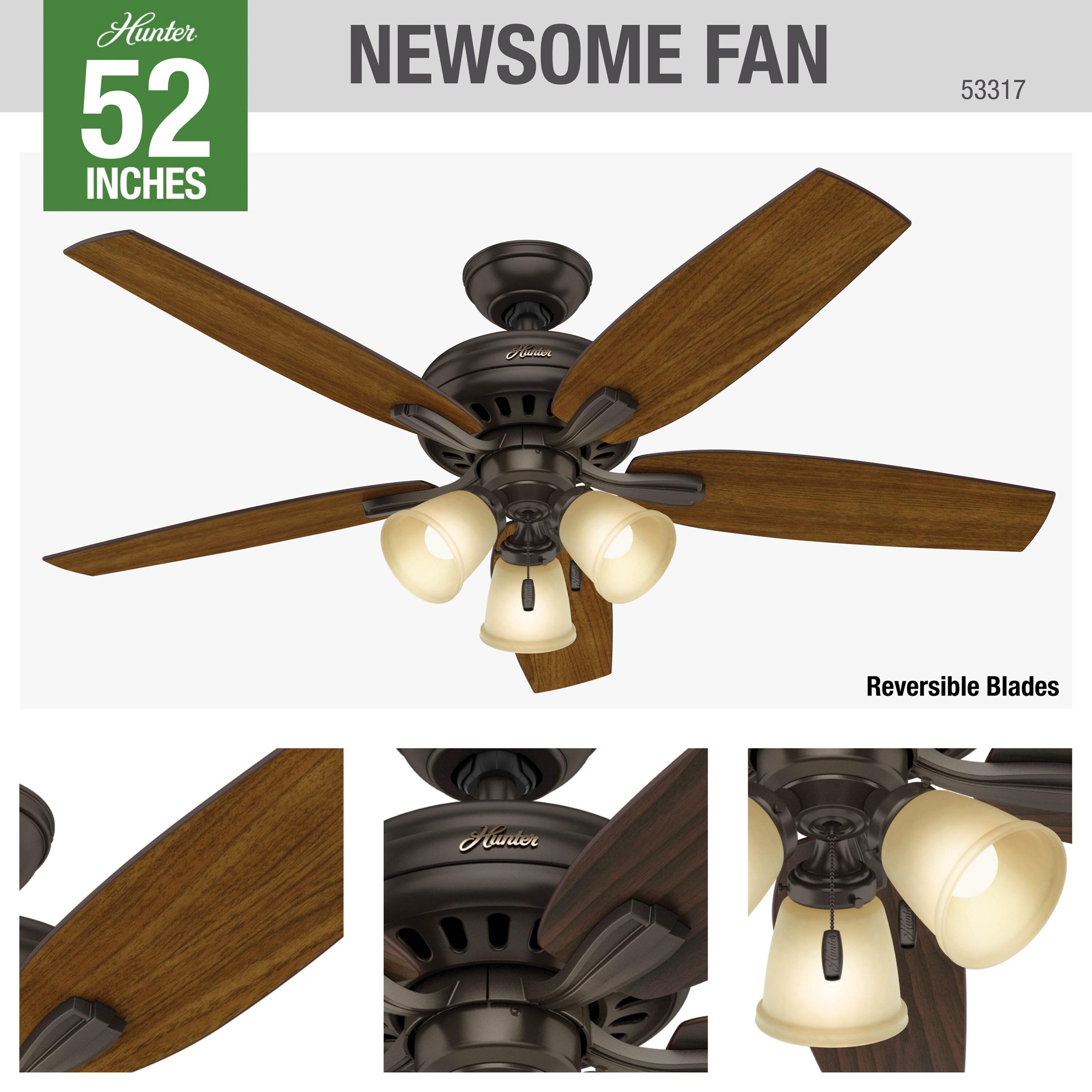 52" Newsome 5 - Blade Standard Ceiling Fan with Pull Chain and Light Kit Included