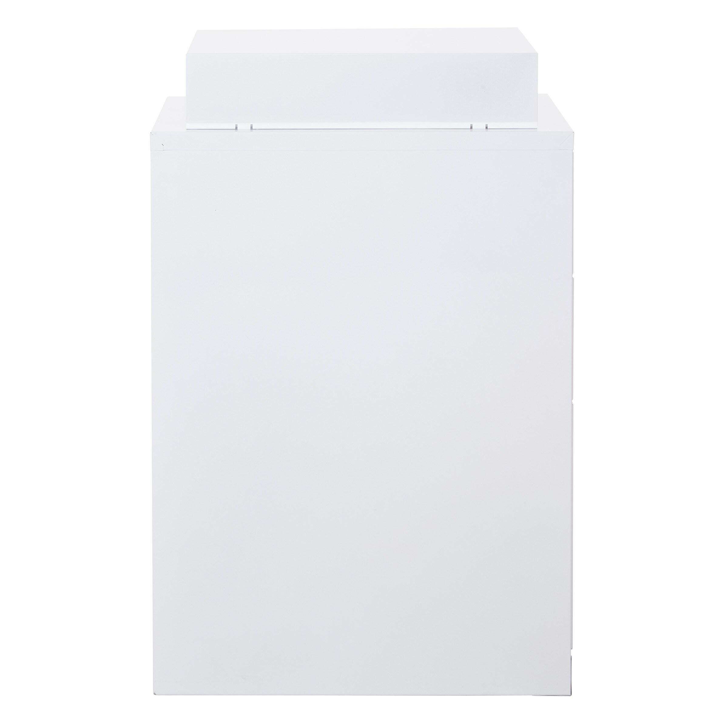 3 Drawer Locking Metal File Cabinet w/ Top Shelf in White