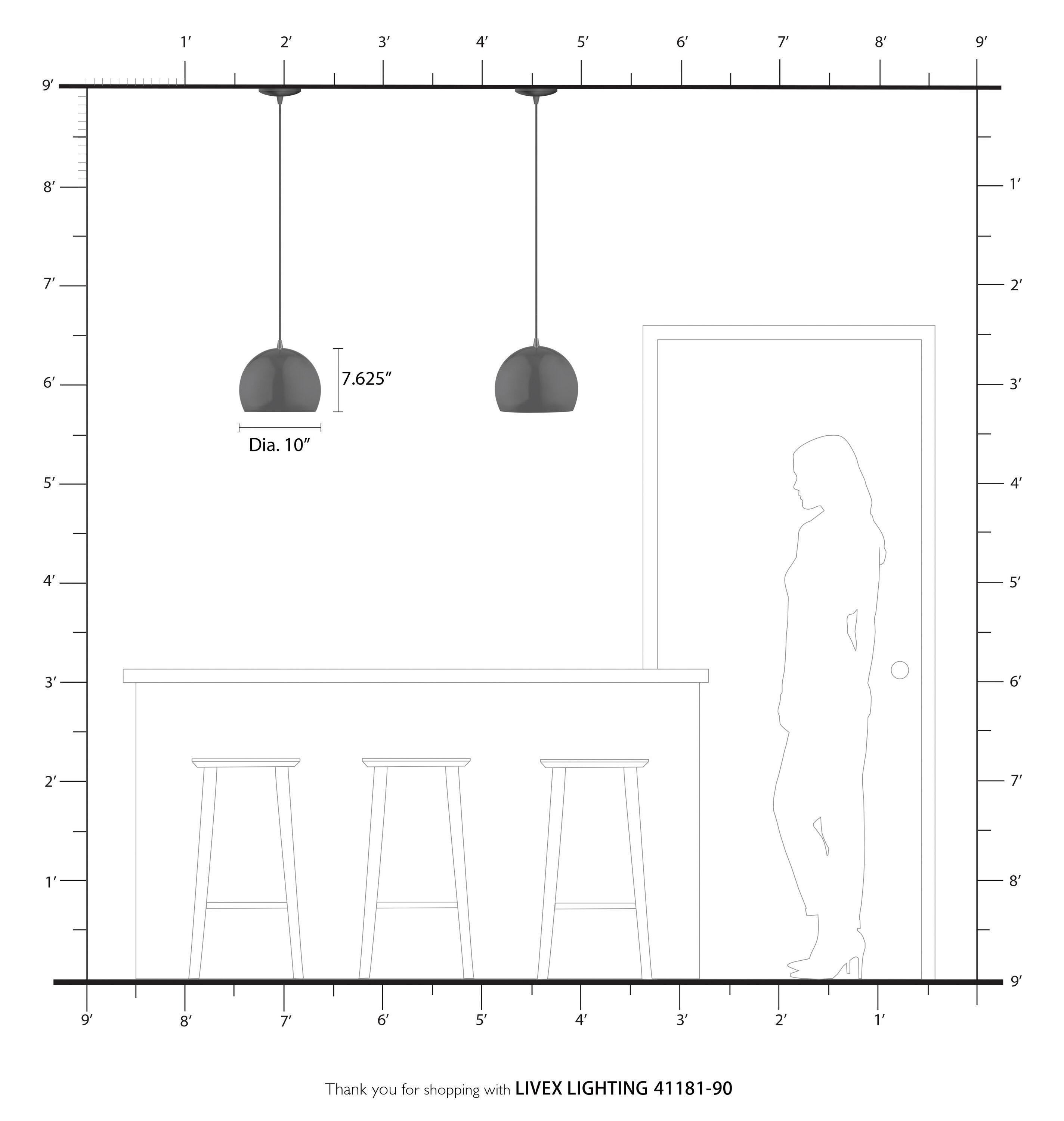 Livex Lighting Piedmont 1 - Light Pendant in  Shiny Light Gray/Polished Chrome