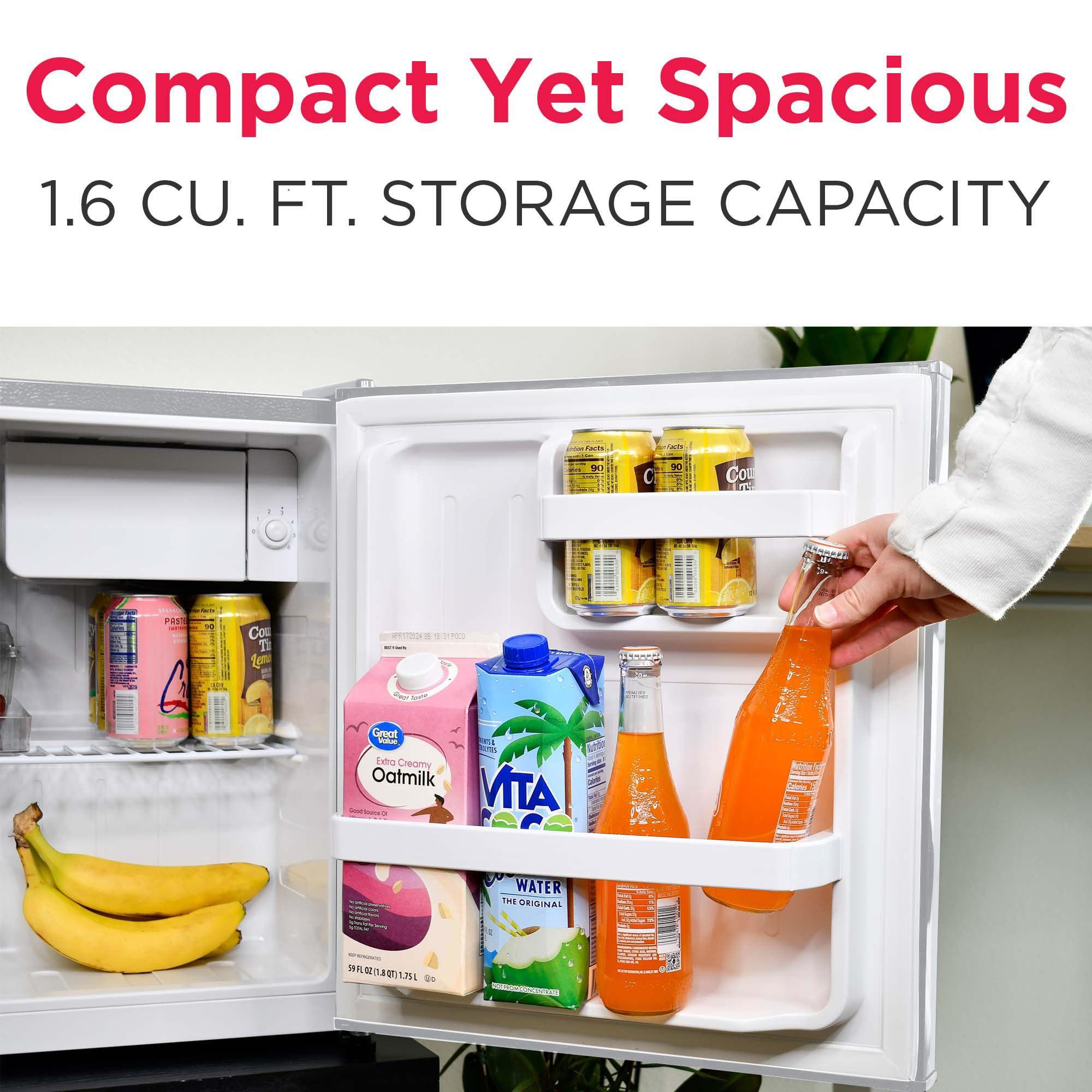 Frigidaire 1.6 cu ft Retro Fridge With Side Bottle Opener Moonbeam: Compact Dorm & Skincare Refrigerator-Freezer, Manual Defrost