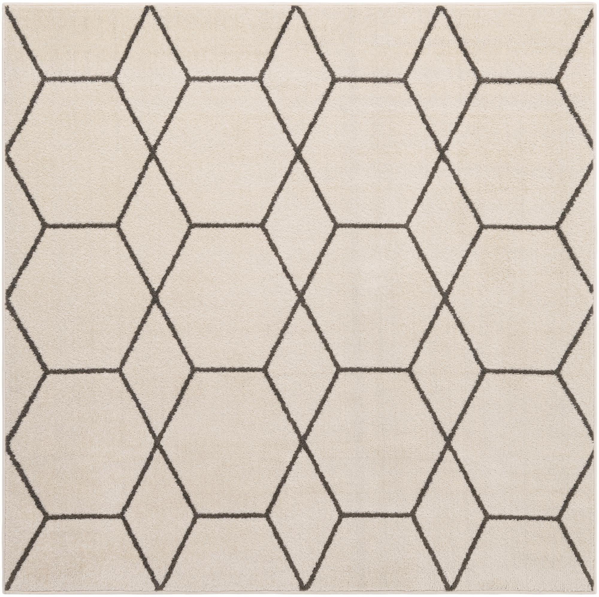 Unique Loom 6' 0 x 6' 0 Trellis Frieze Geometric Ivory Area Rug