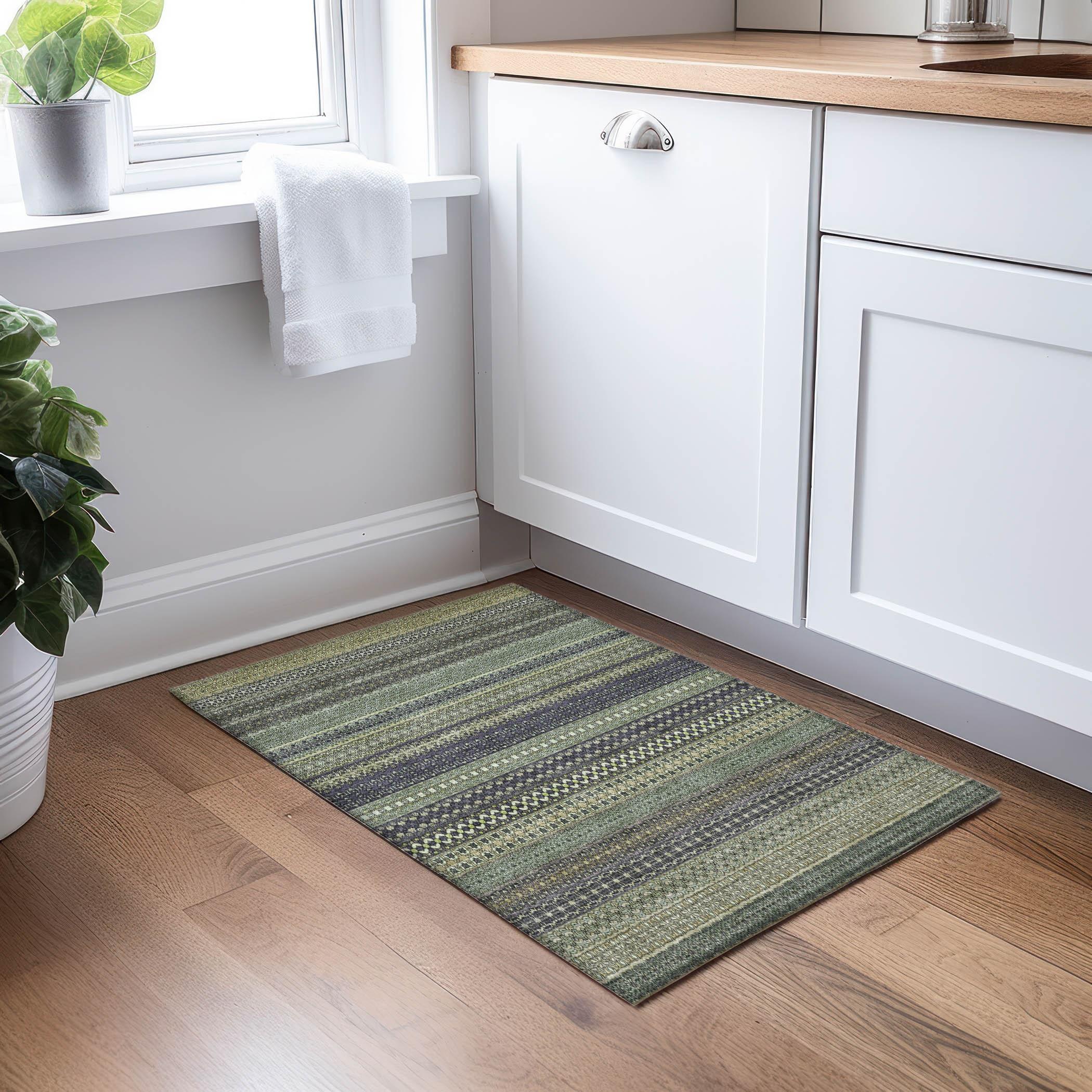 Addison Rugs Chantille ACN527 Sage 1'8" x 2'6" Indoor Outdoor Scatter Rug, Easy Clean, Machine Washable, Non Shedding, Entryway, Bedroom, Living Room, Dining Room, Kitchen, Patio Rug
