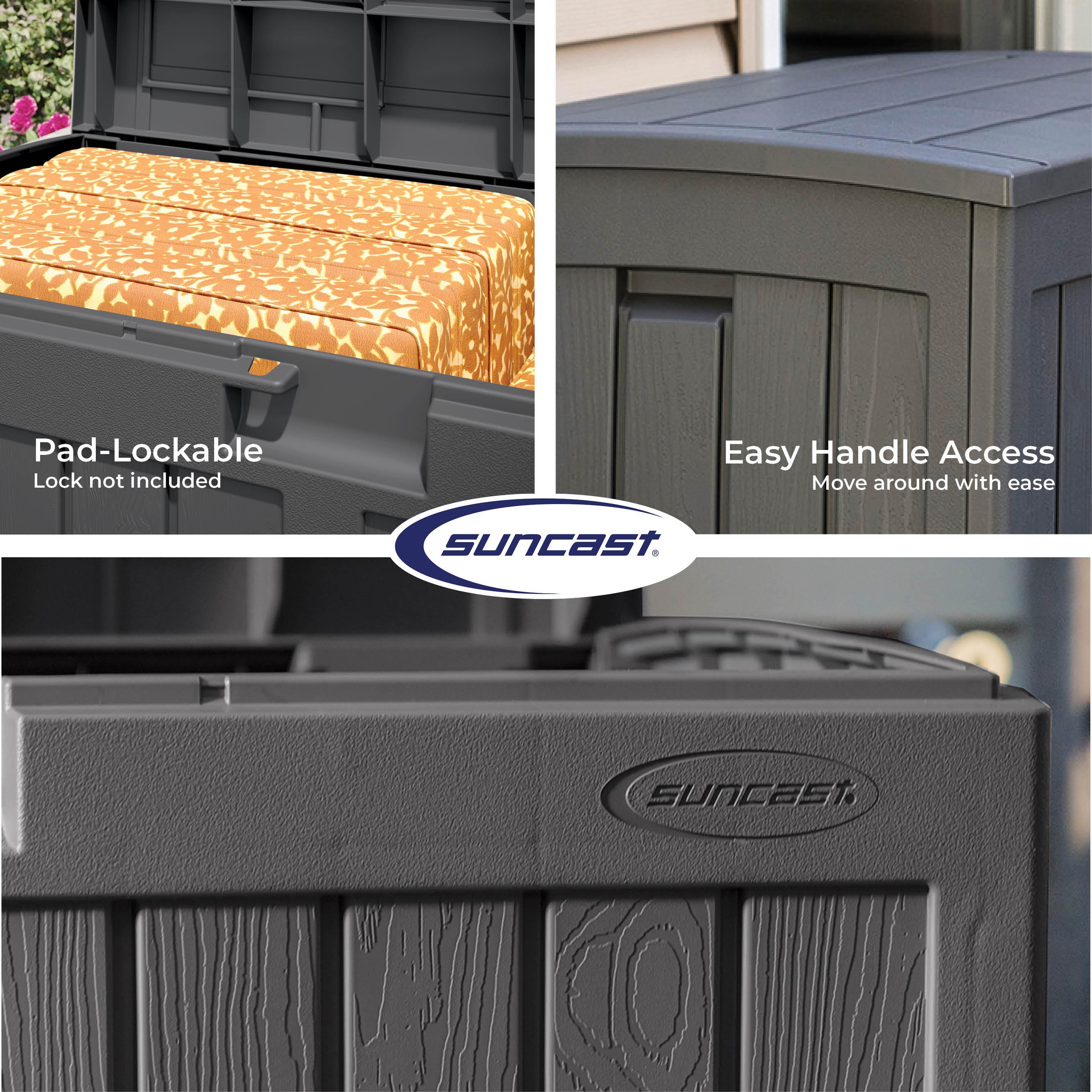 Suncast Suncast 50 Gallon Plastic Deck Box with Molded Lockable Feature for Home, Gray