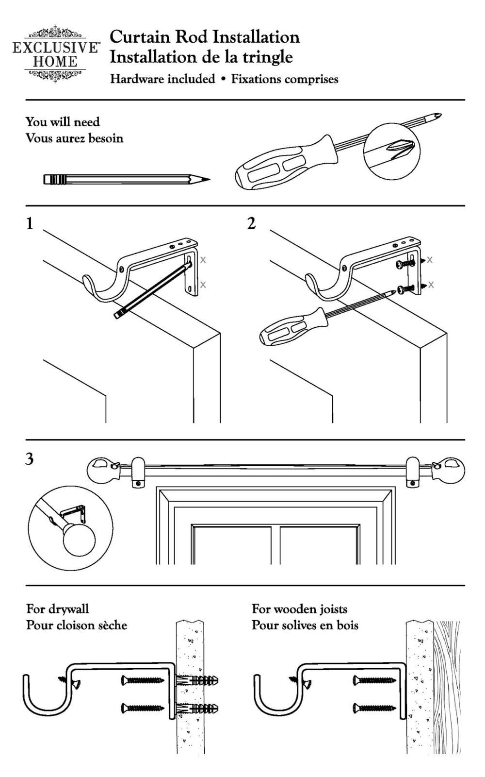 Amalgamated Textiles EXCLUSIVE HOME Crystal Ball 1" Curtain Rod and Finial Set