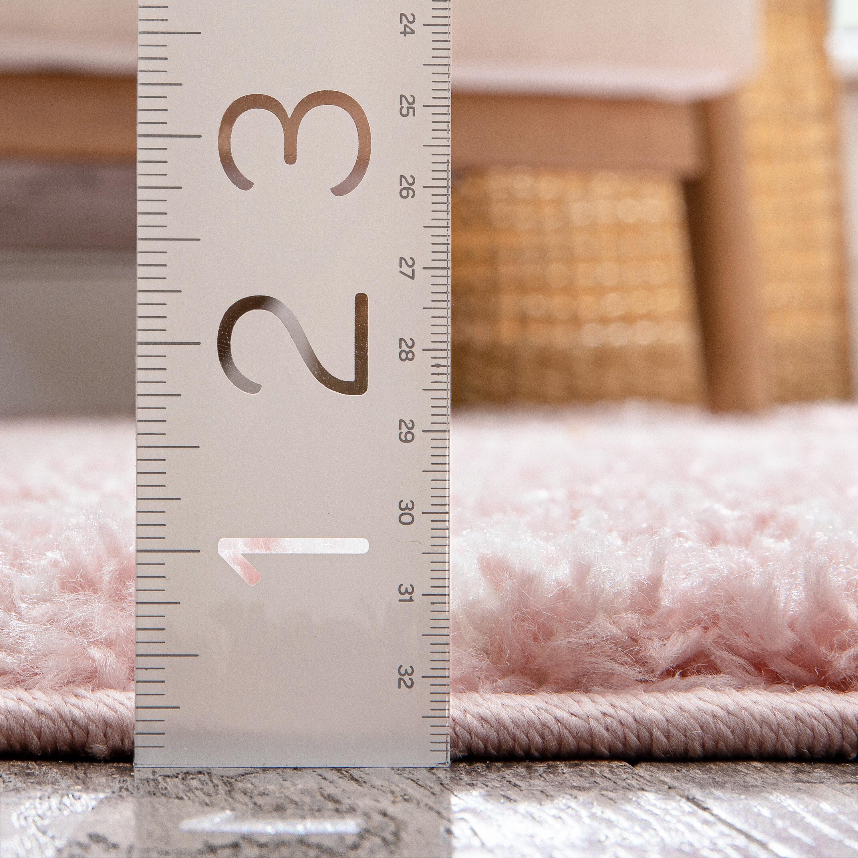 Well Woven Diamond Stripes Shag Blush Cozy 1" Thick 2'7" x 9'10" Runner Pink Area Rug