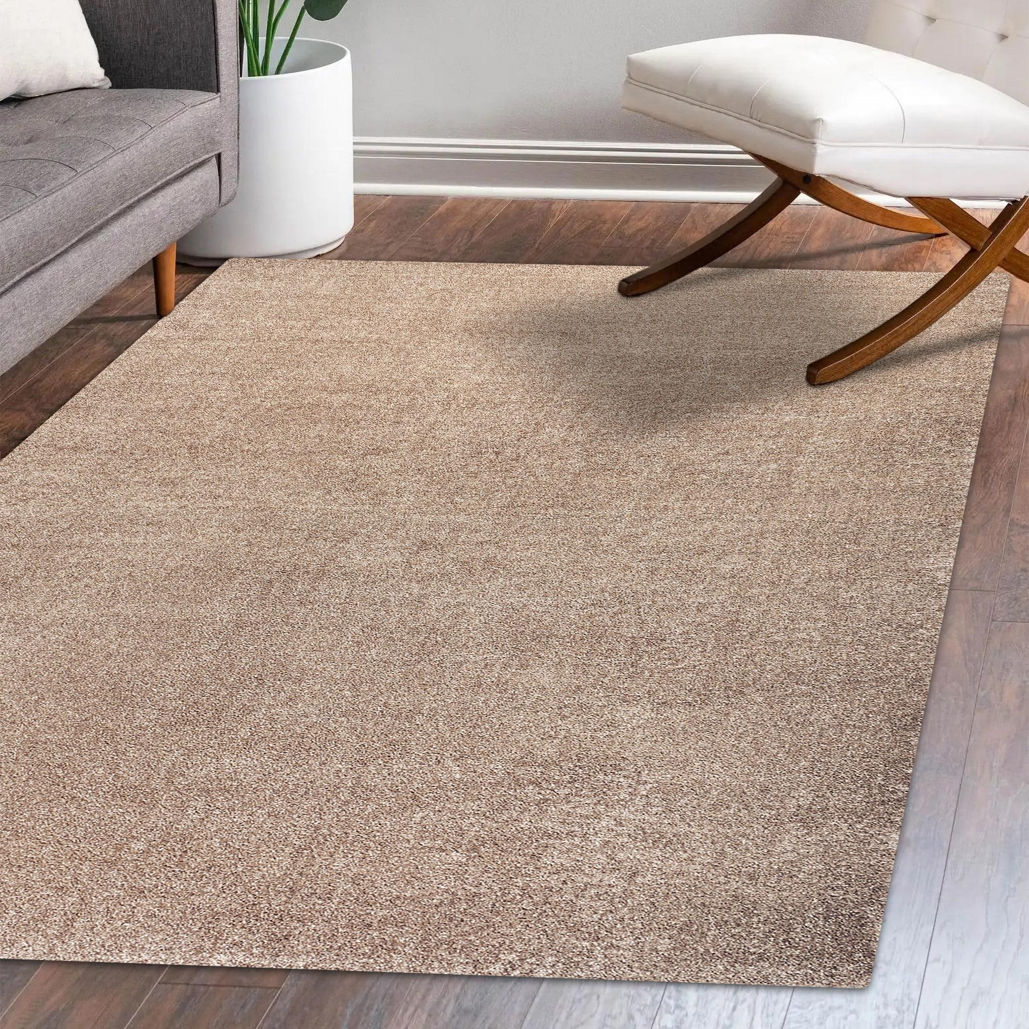 8'x10' Haze Solid Low-Pile Area Rug, Beige - JONATHAN Y