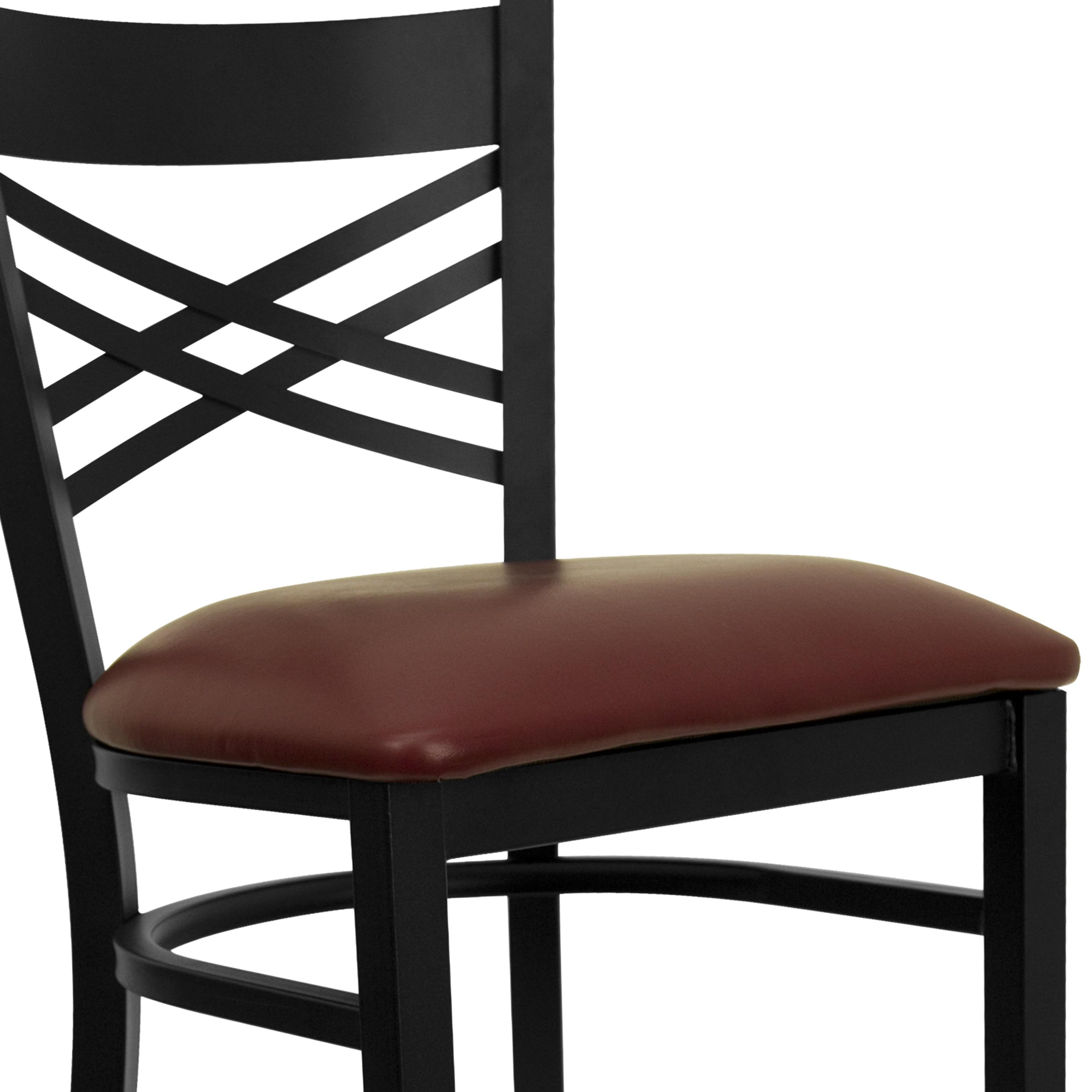 Flash Furniture HERCULES Series Black ''X'' Back Metal Restaurant Barstool - Burgundy Vinyl Seat