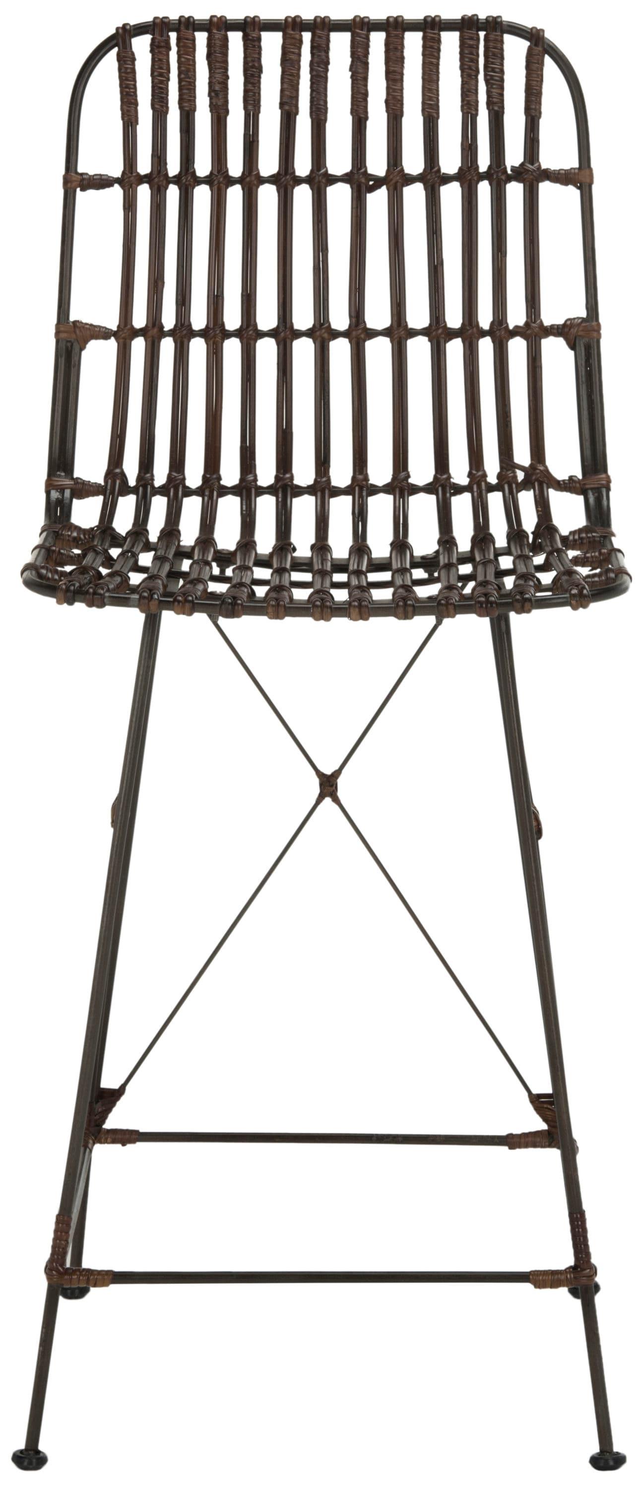 Minerva Wicker Counter Stool (Set of 2) - WIK6509 - Brown/Black - Safavieh