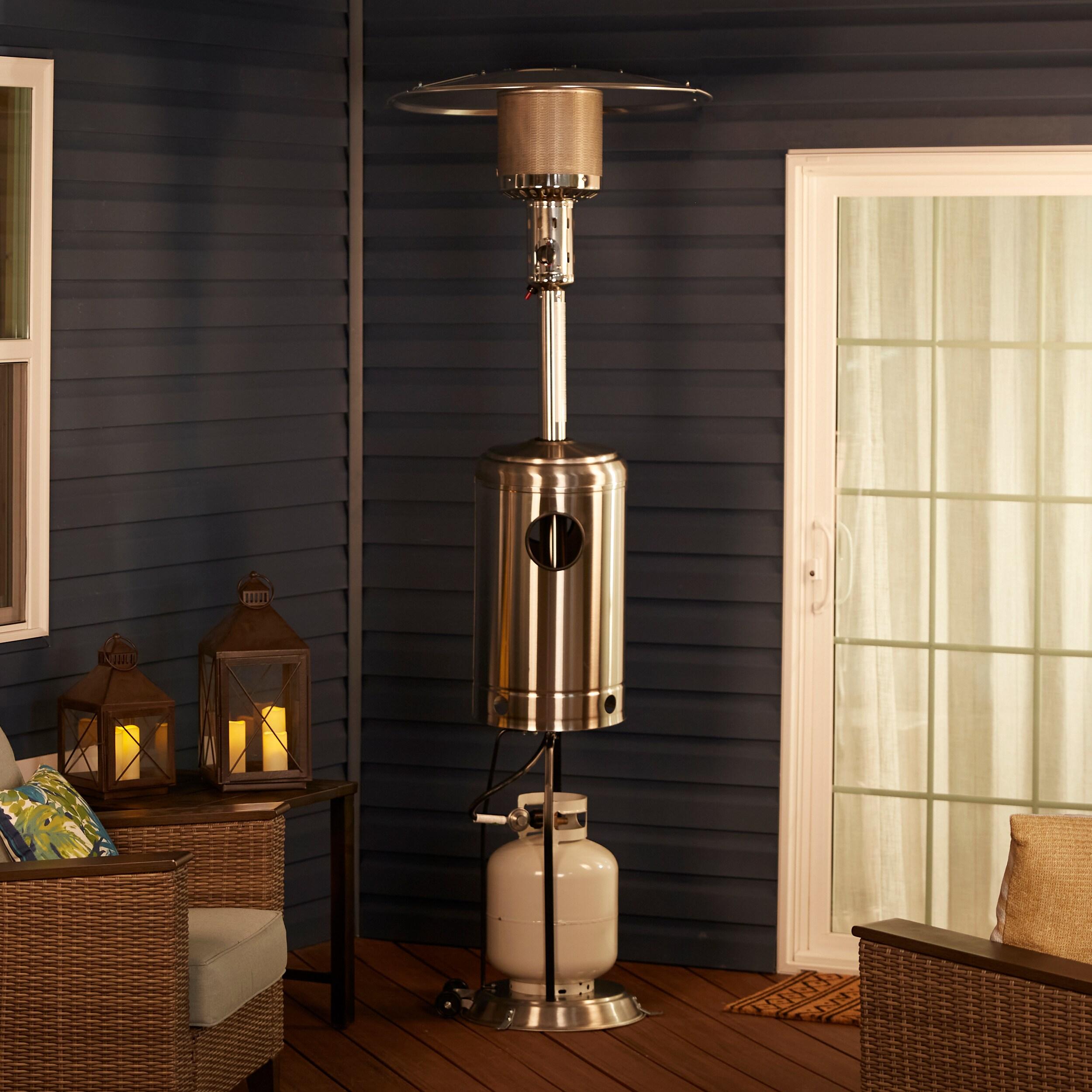 Stainless Steel 88-Inch Propane Patio Heater with Wheels