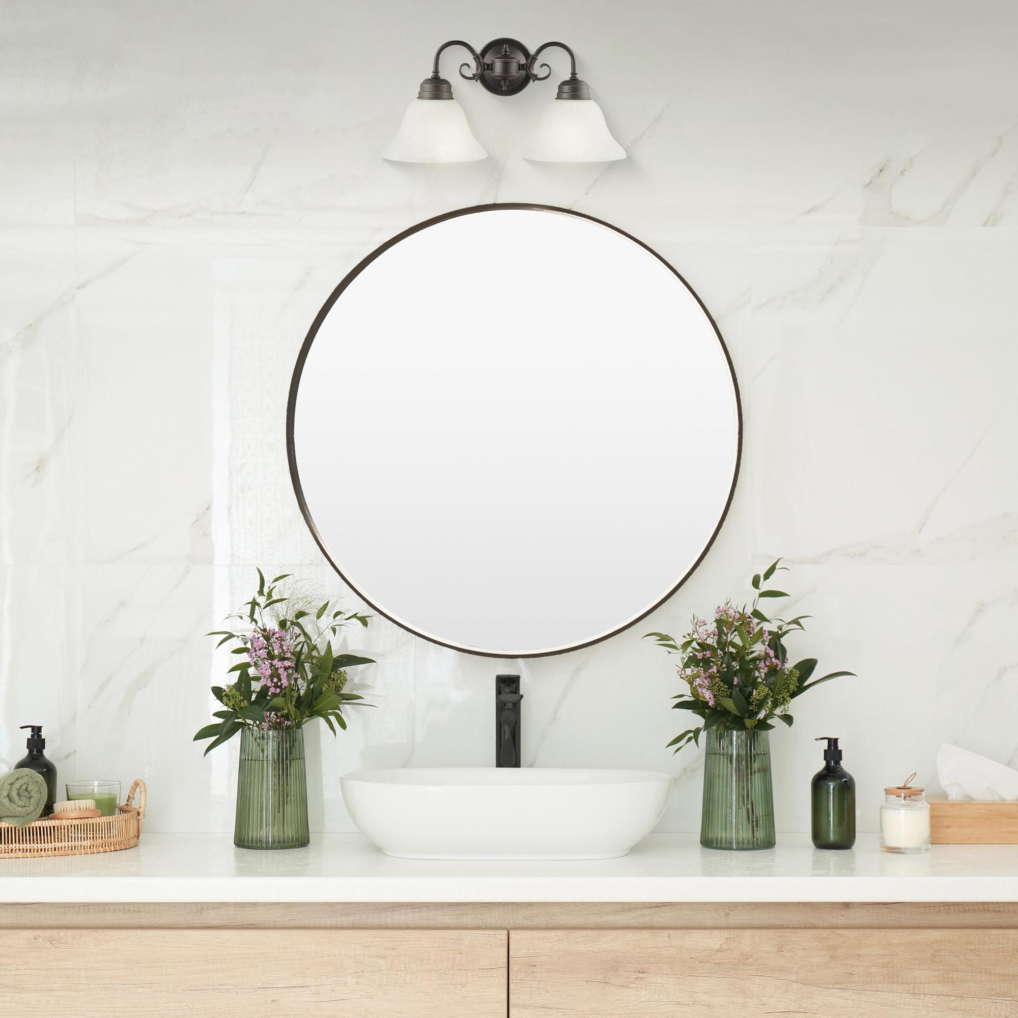 Design House Millbridge 2-Light Dimmable Vanity or Wall Light with Frosted Glass Shades, Oil Rubbed Bronze
