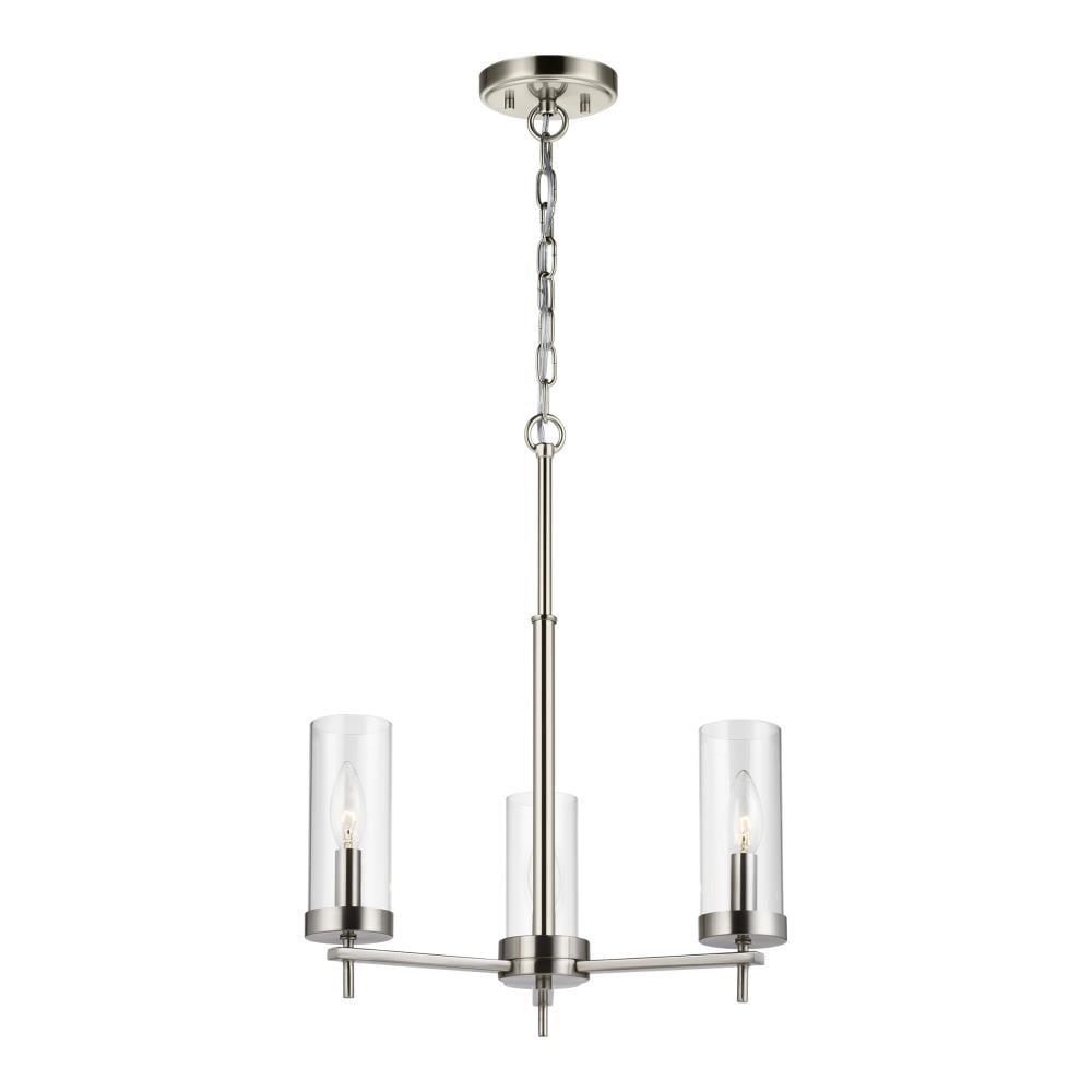 Zire Mini 3-Light Incandescent Chandelier in Brushed Nickel with Clear Glass