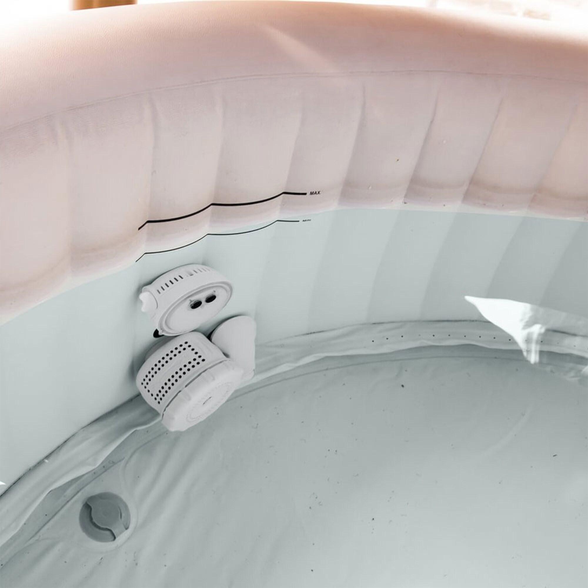 Intex 28439EP PureSpa Plus Greywood Inflatable Hot Tub Bubble Jet Spa with 4 Battery Powered Submersible Multi-Colored LED Lights