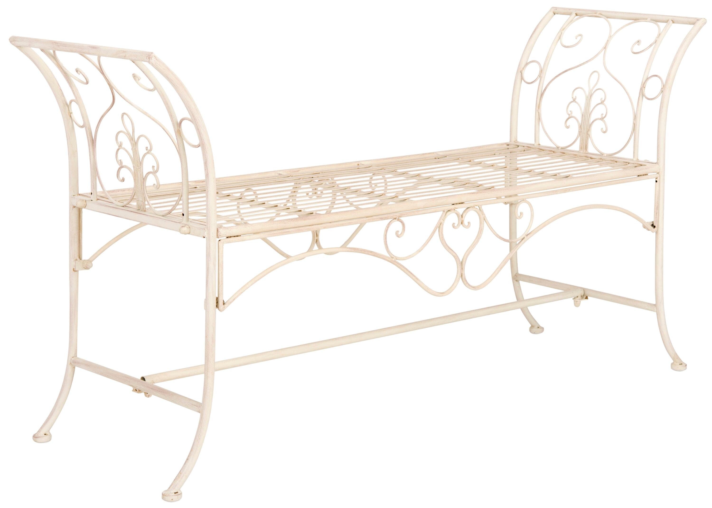 Adina Bench - Outdoor - PAT5016 - Distressed White - Safavieh