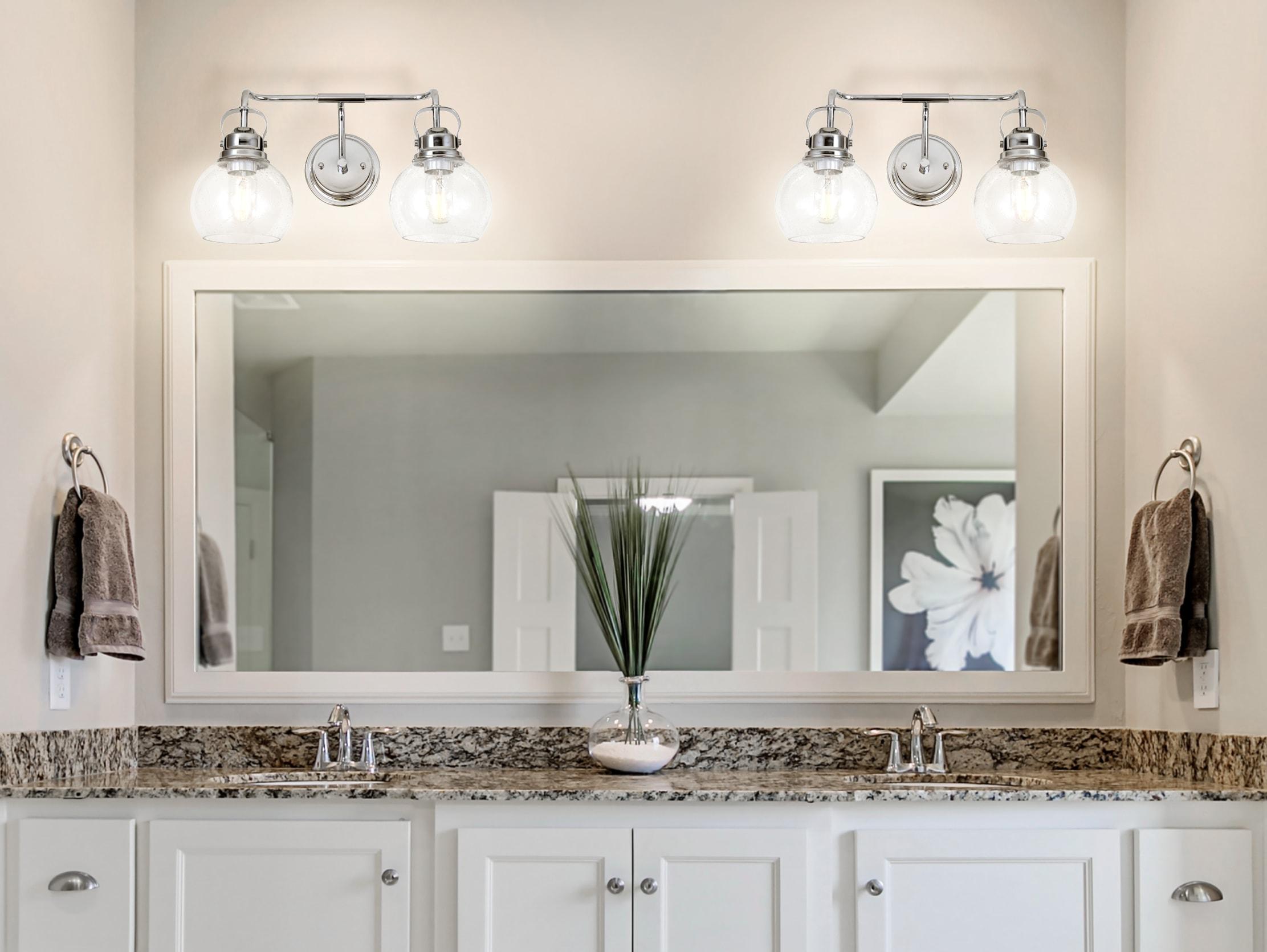 17.25" Metal/Glass Vanity Wall Light, ETL Listed, Bright Bathroom Fixture - JONATHAN Y