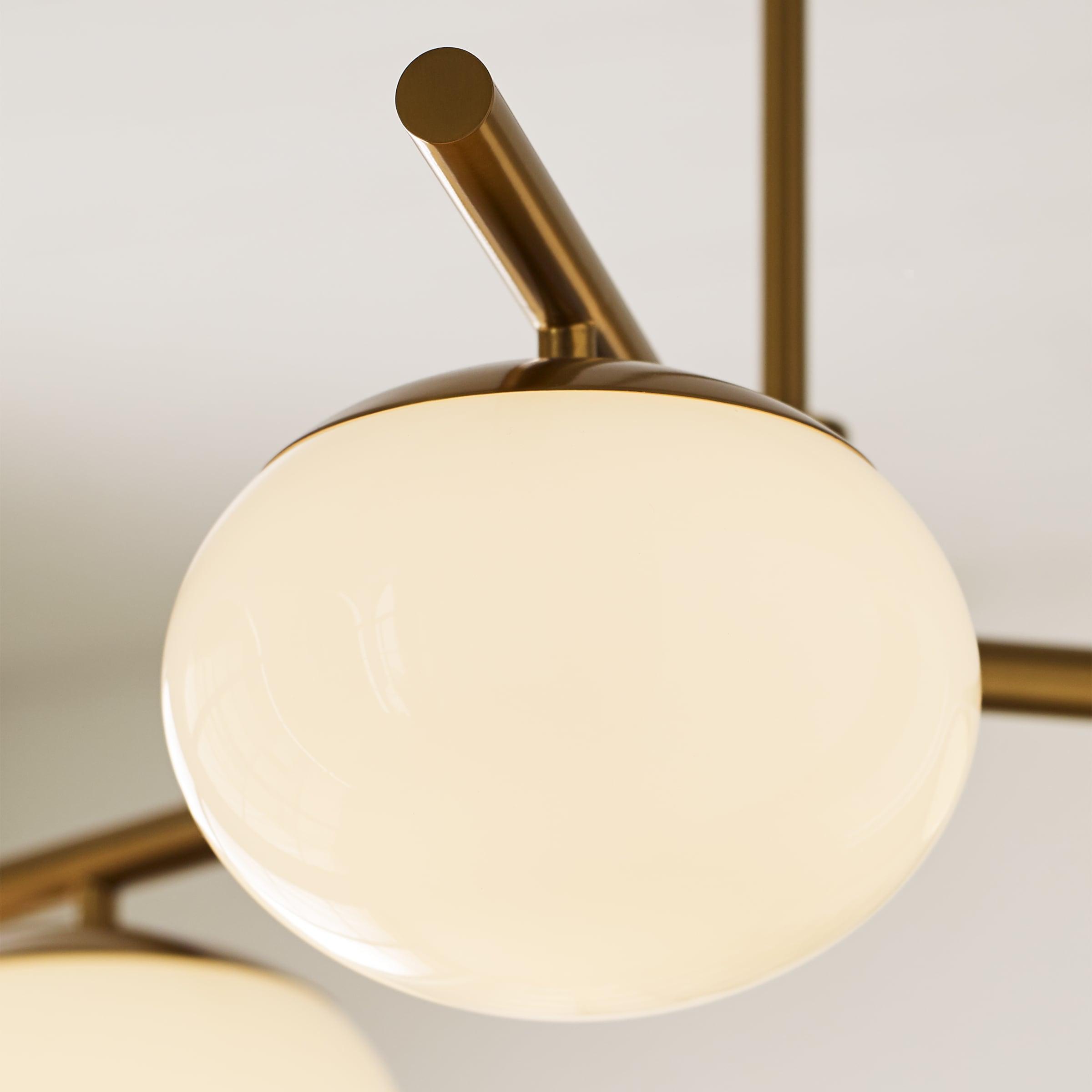 Burnished Brass 3-Light Globe Chandelier with Milk Glass Shades