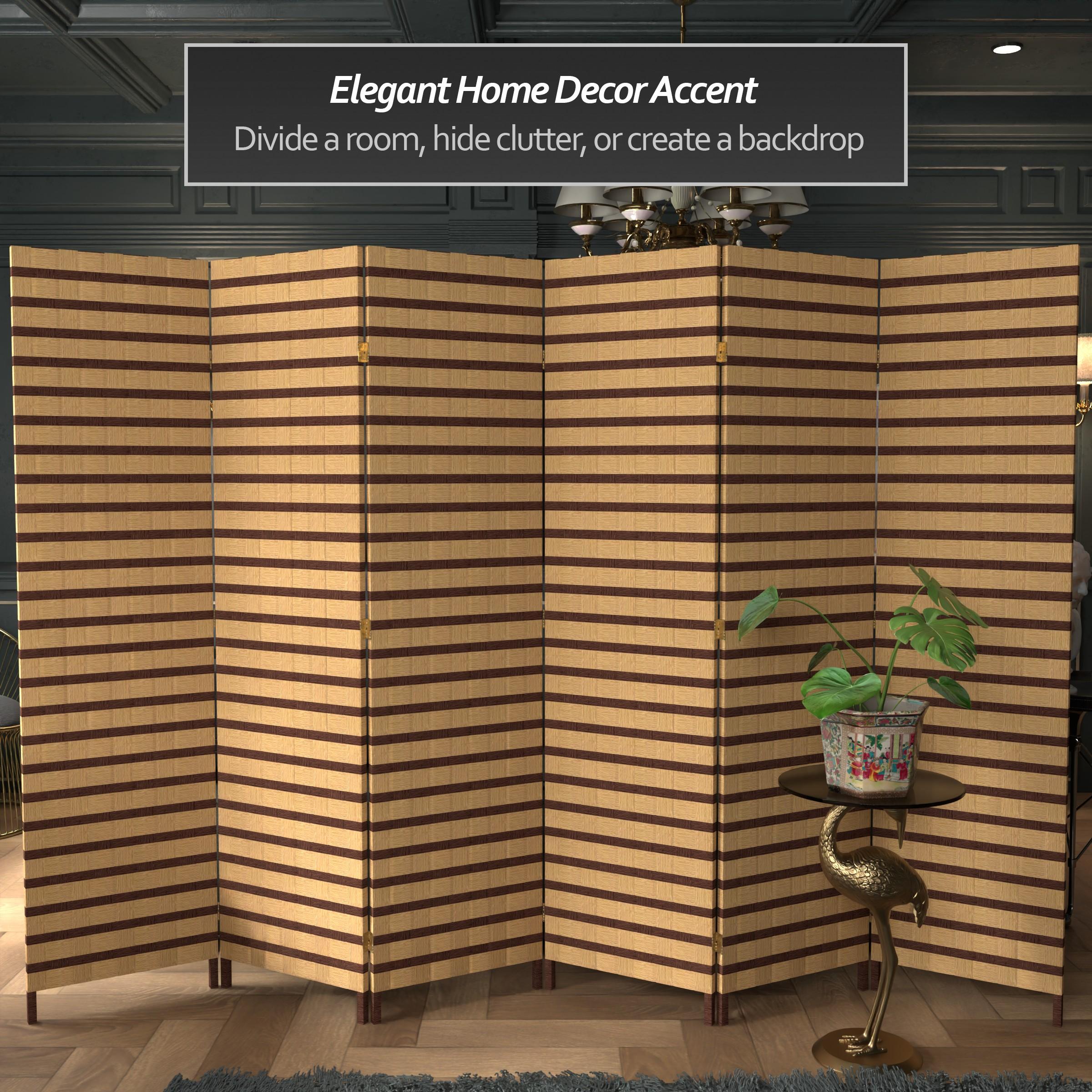 Oriental Furniture 6 ft. Tall Two Tone Natural Fiber Room Divider