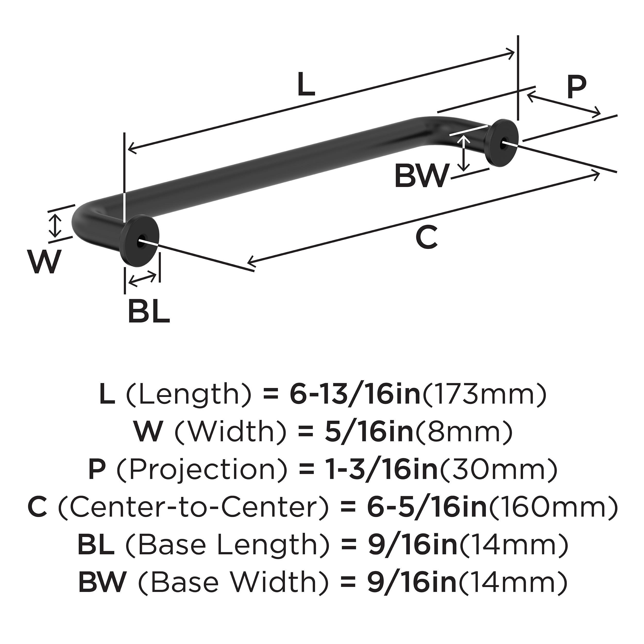 Amerock Factor 6-5/16 inch (160mm) Center-to-Center Matte Black Cabinet Pull