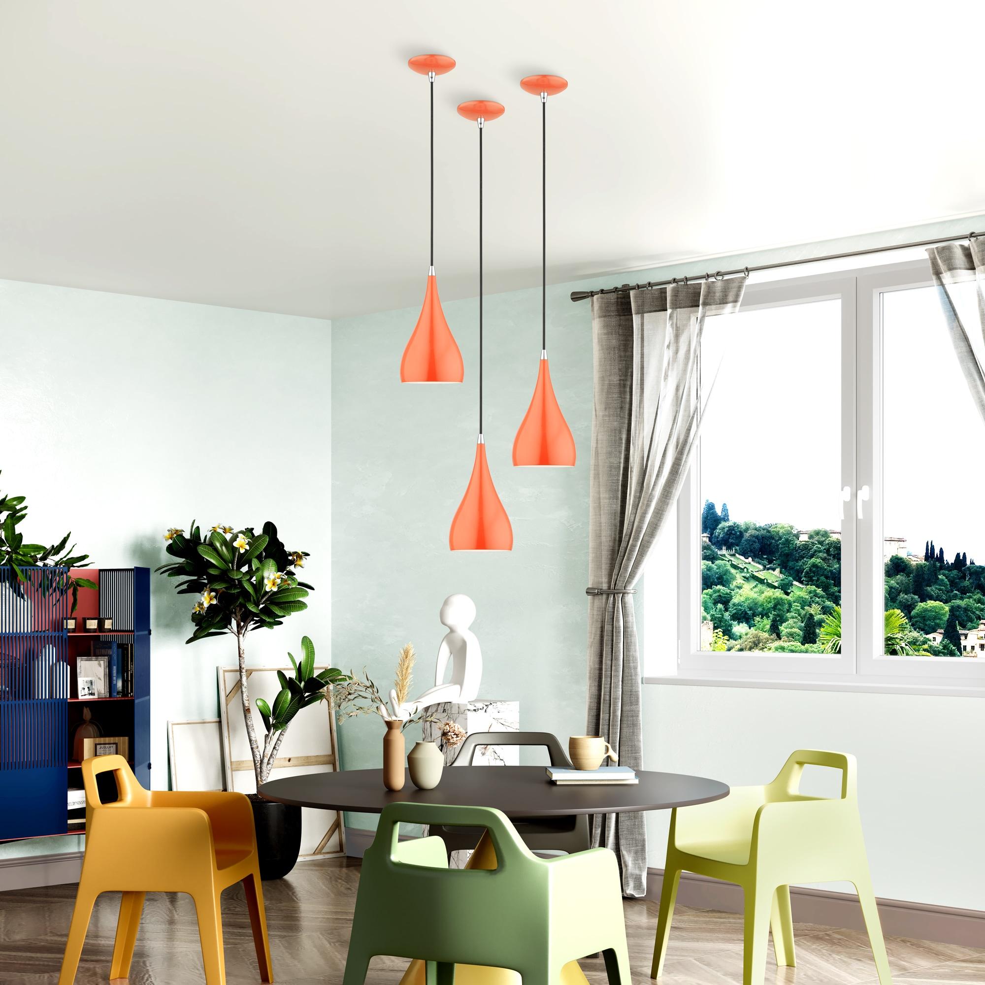 Livex Lighting Amador 1 - Light Pendant in  Shiny Orange/Polished Chrome