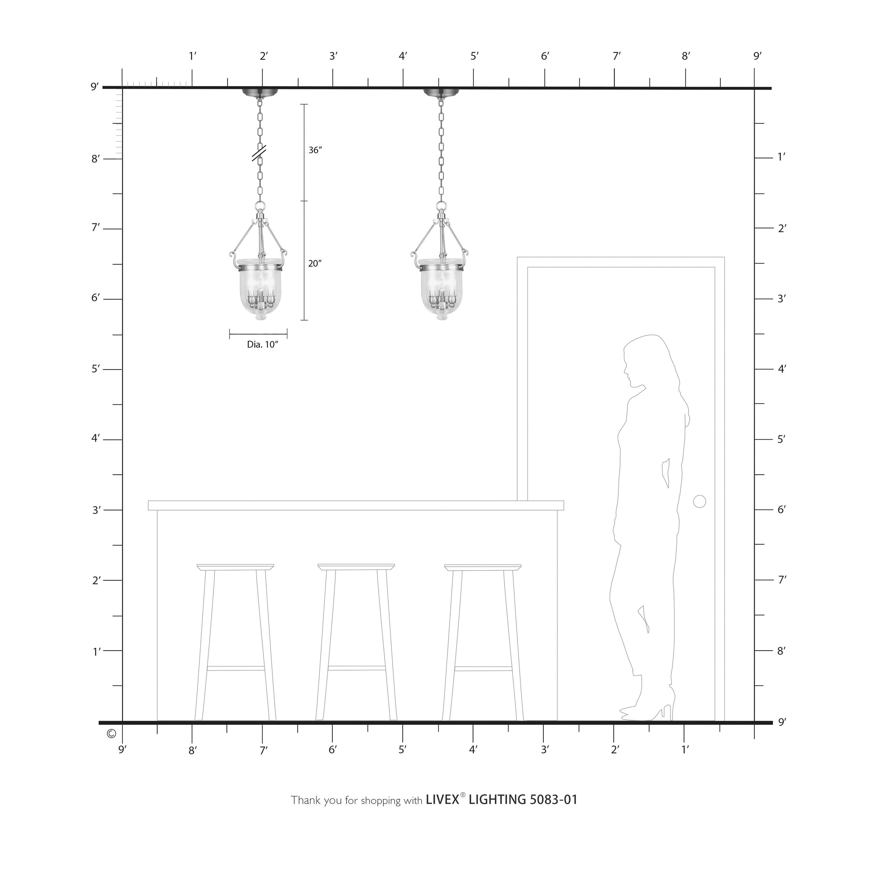 Livex Lighting Jefferson 3 - Light Chandelier in  Antique Brass