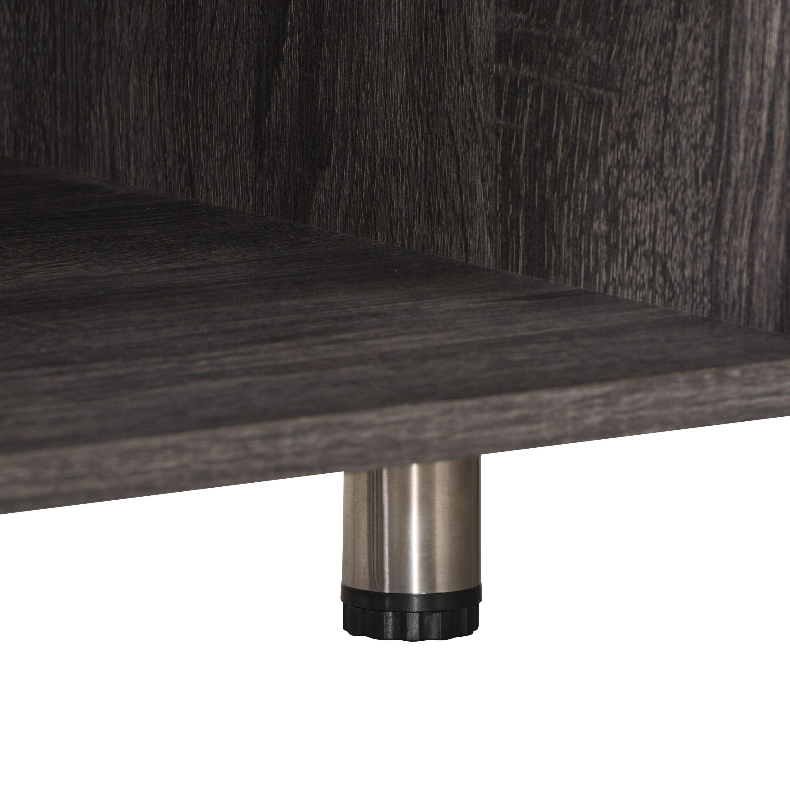 Distressed Carbon Grey and Black Wood TV Stand with Cabinet