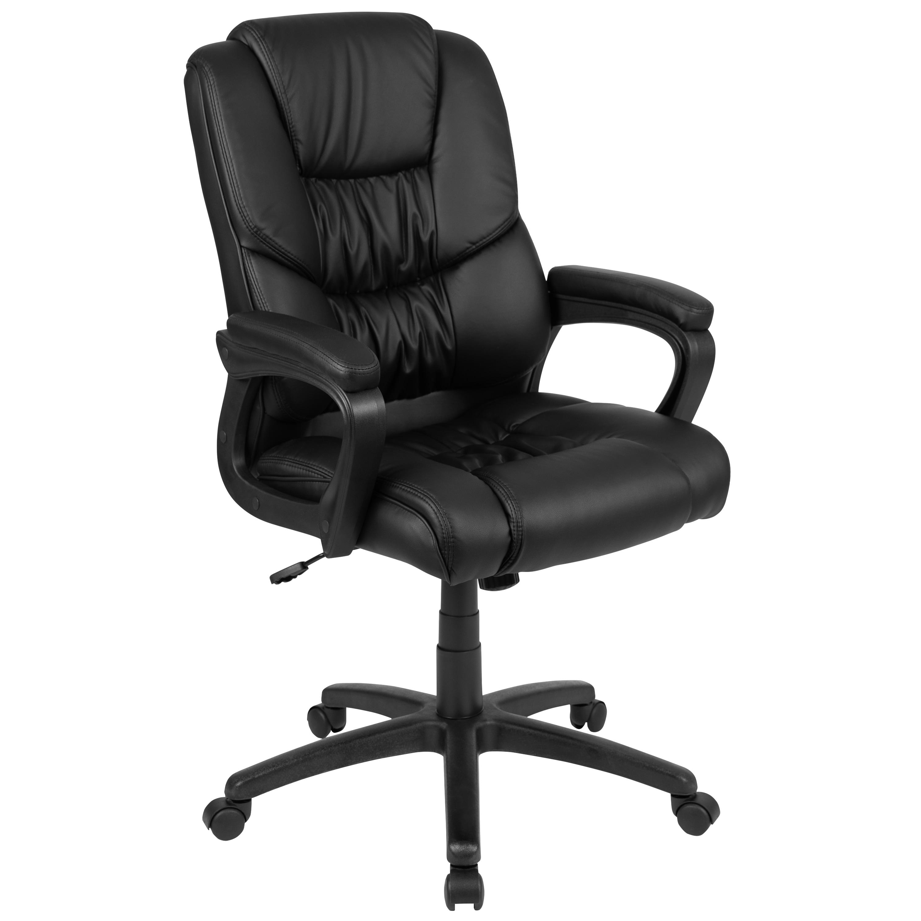 Flash Furniture Flash Fundamentals Big & Tall 400 lb. Rated Black LeatherSoft Swivel Office Chair with Padded Arms