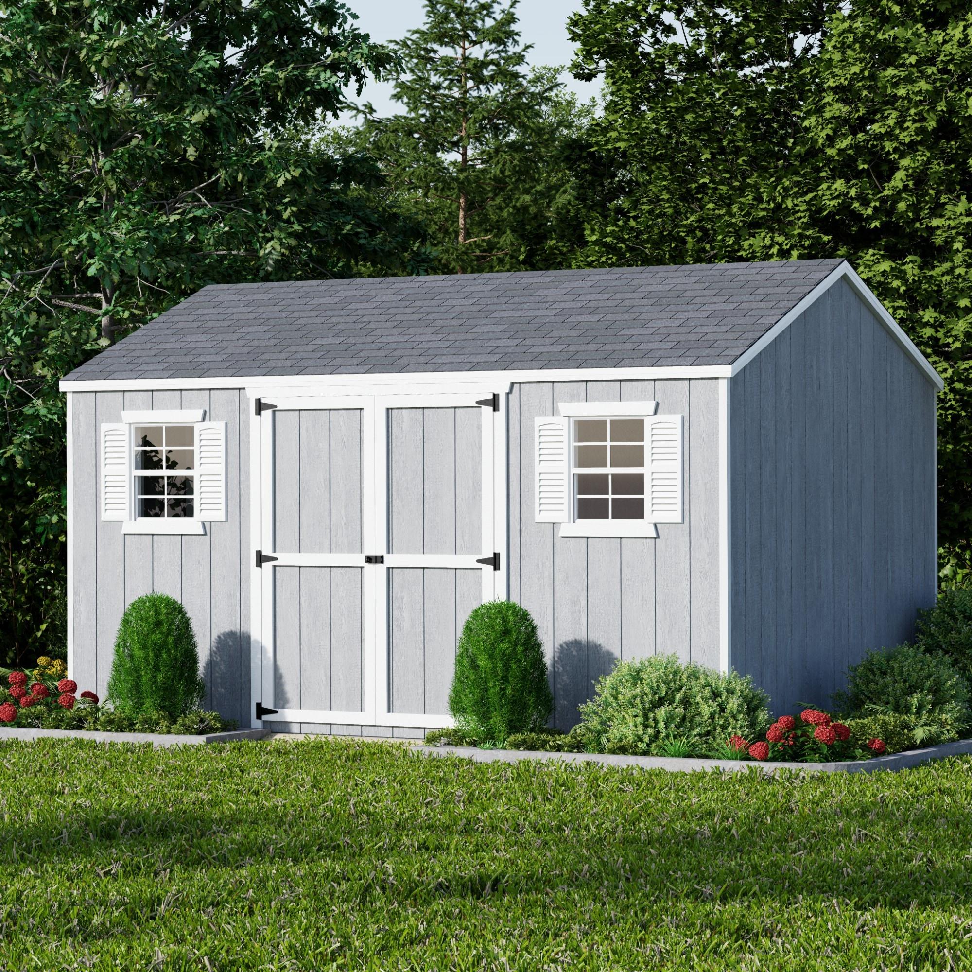 Little Cottage Co. 10x14 Value Workshop Shed with Operable Windows and Floor, Outdoor Wood Storage Do-It-Yourself Precut Kit