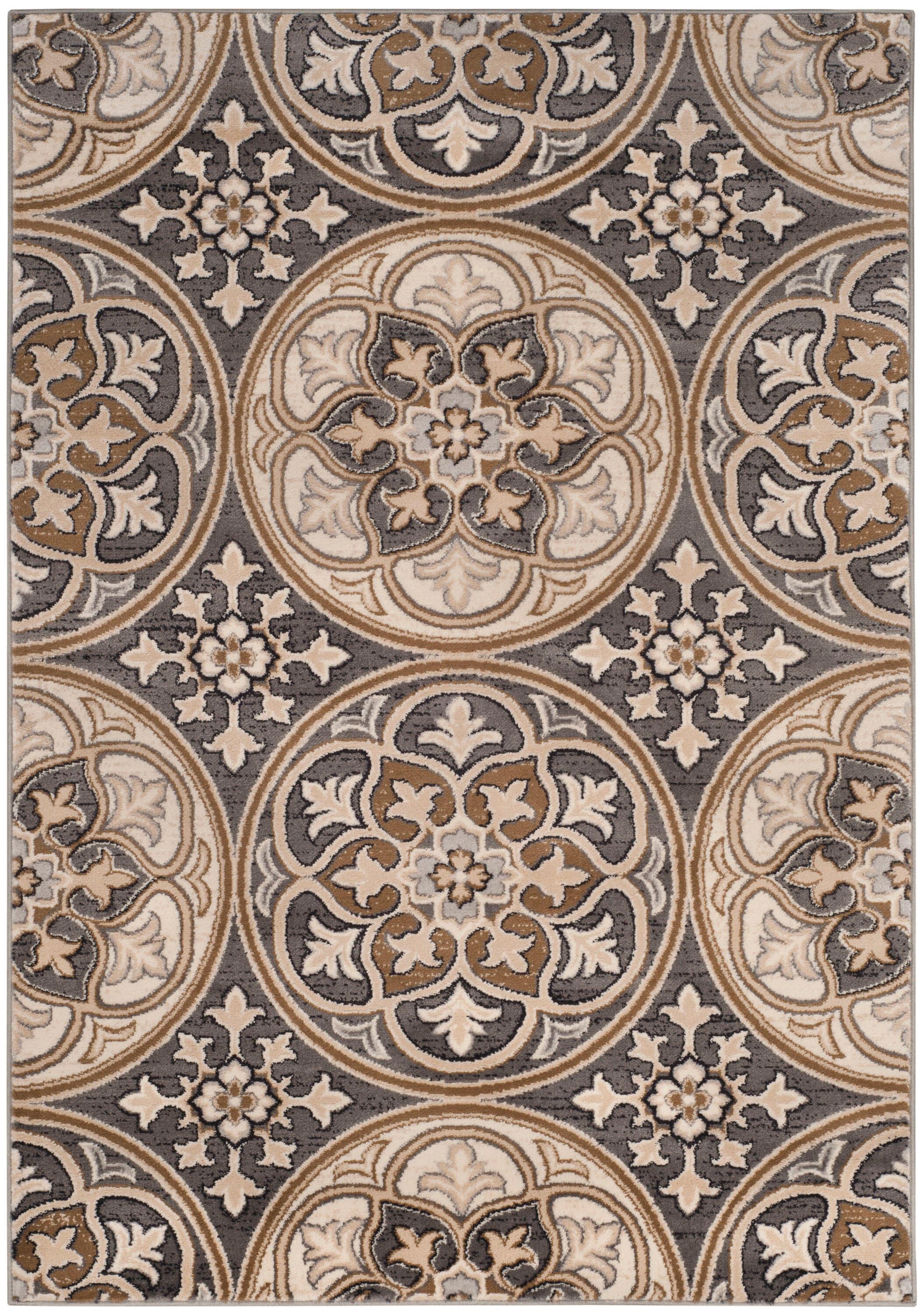 Lyndhurst LNH341 Power Loomed Area Rug - Light Grey/Beige - 4'x6' - Safavieh