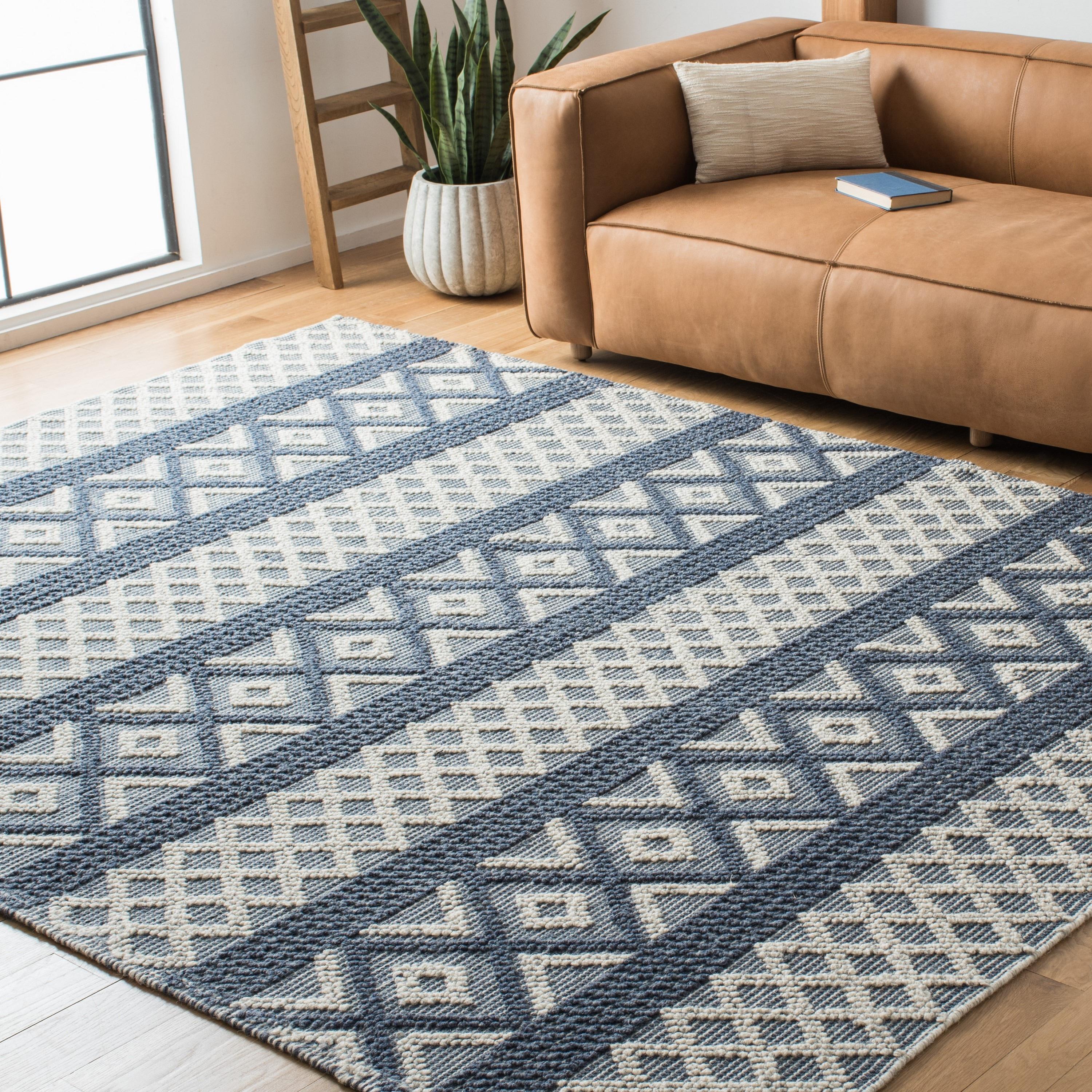 Vermont VRM211 Hand Woven Area Rug - Ivory/Blue - 8'x10' - Safavieh.