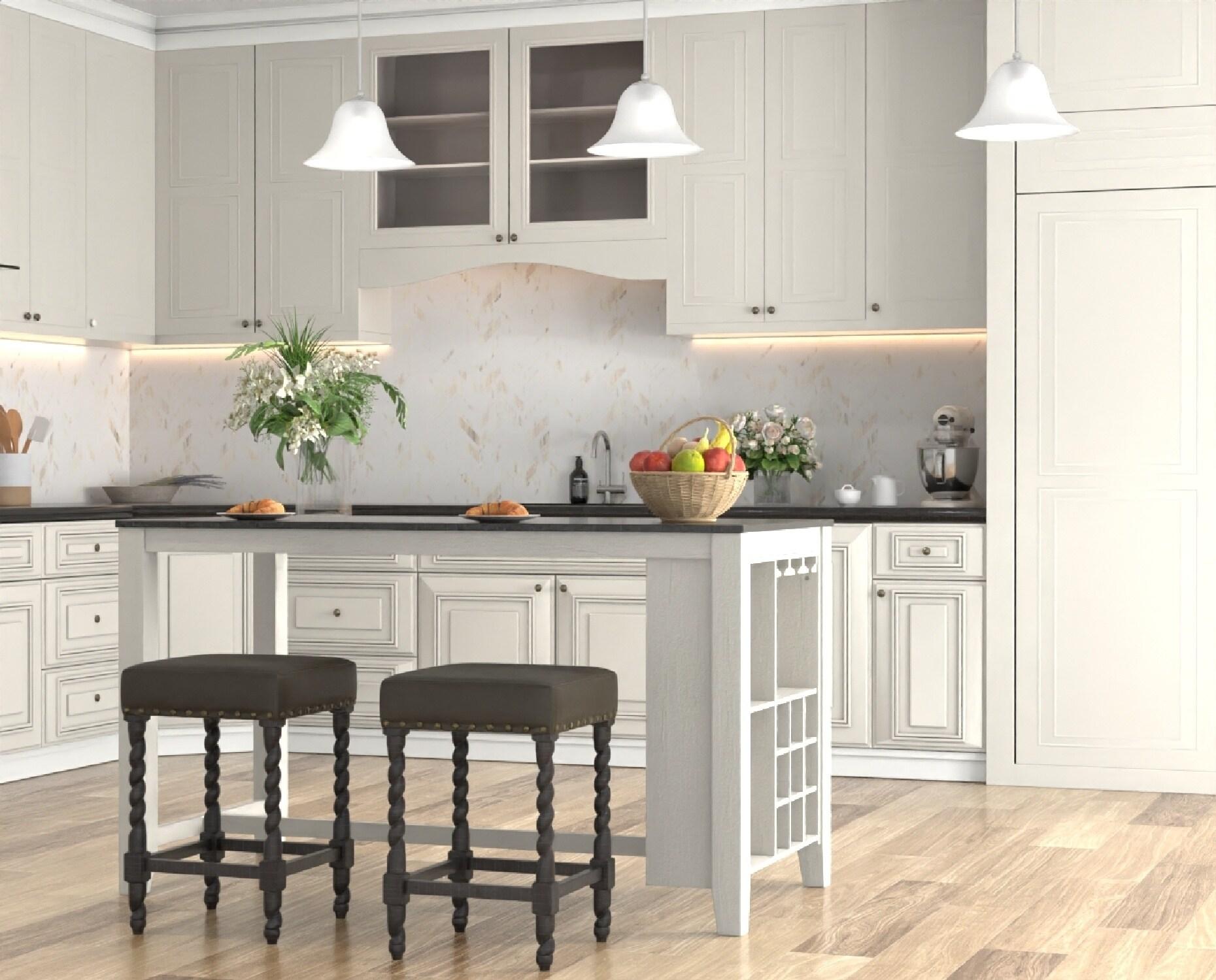 Carolina Living 24" Cadmus Counter Height Barstool Espresso and Table: Upholstered Vinyl, MDF Legs, Foam Fill