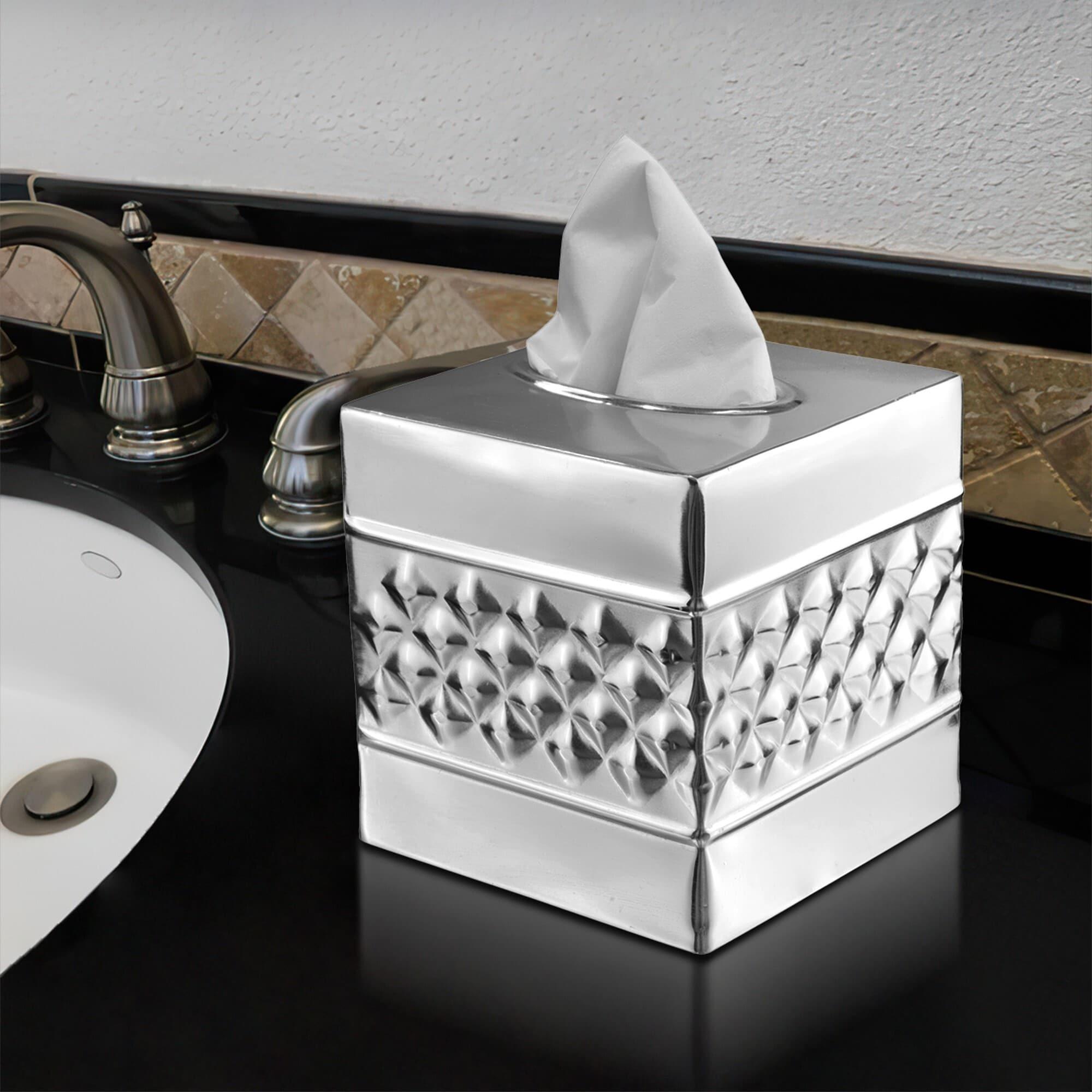 Monarch Abode Geometric Embossed Metal Tissue Box Cover