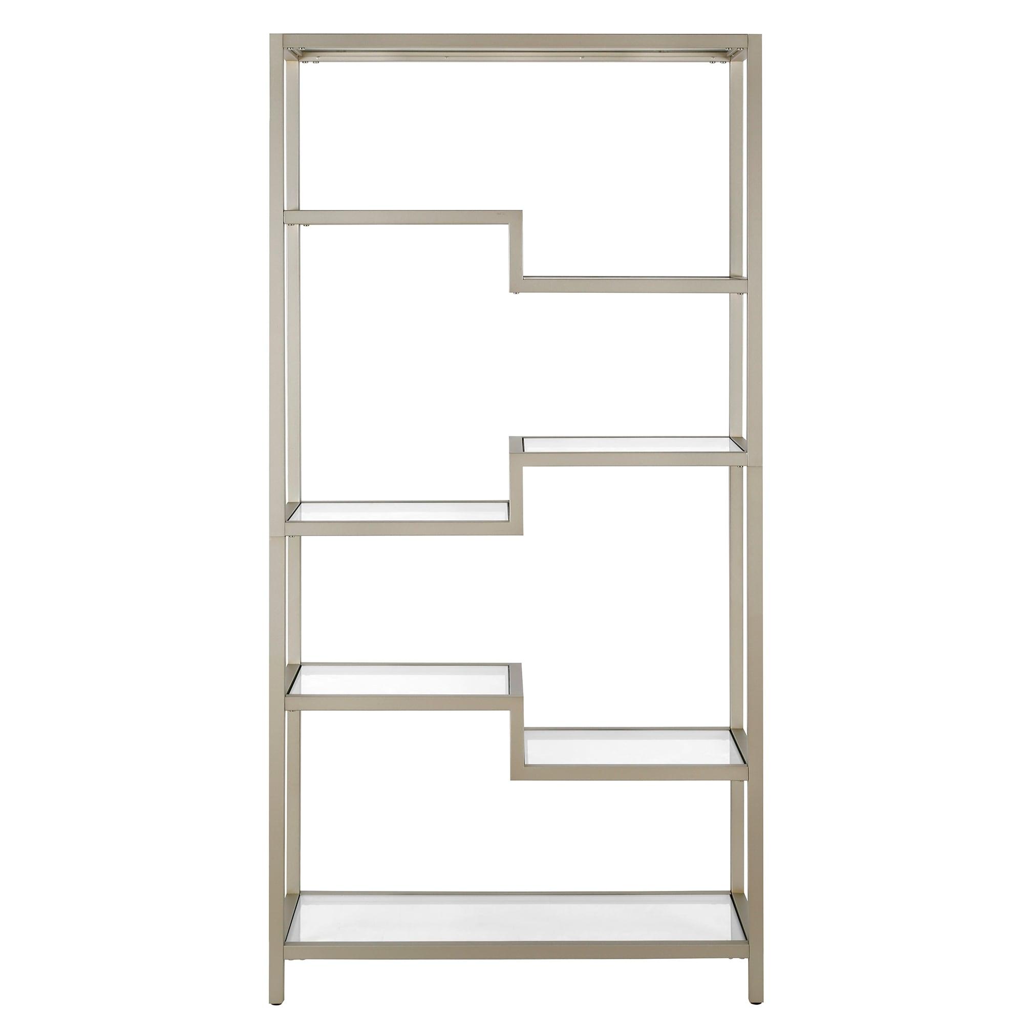 Evelyn&Zoe Johann 68" Tall Rectangular Bookcase, Satin Nickel