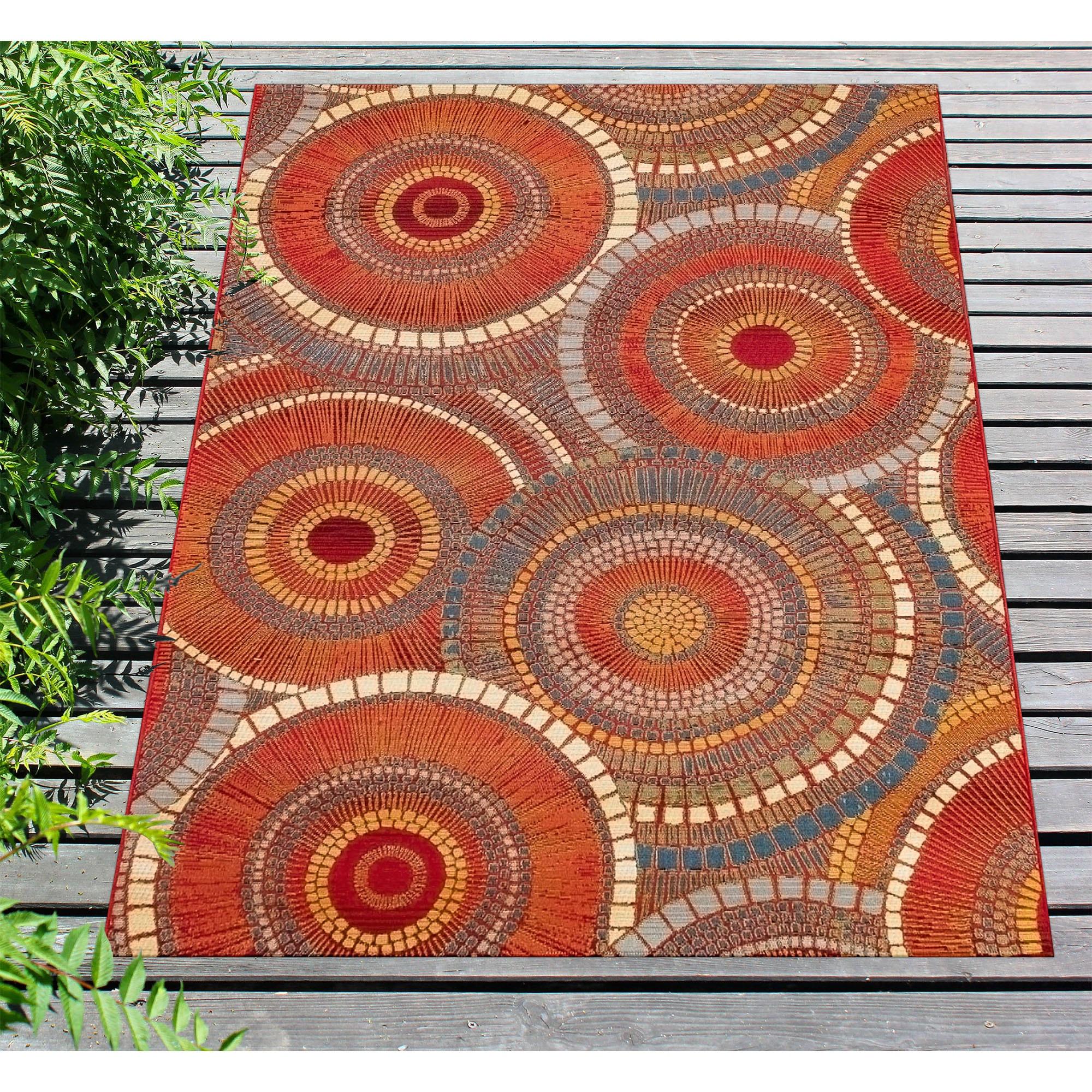 Liora Manne Marina Circles Indoor/Outdoor Rug Saffron 2'7" x 4'3"