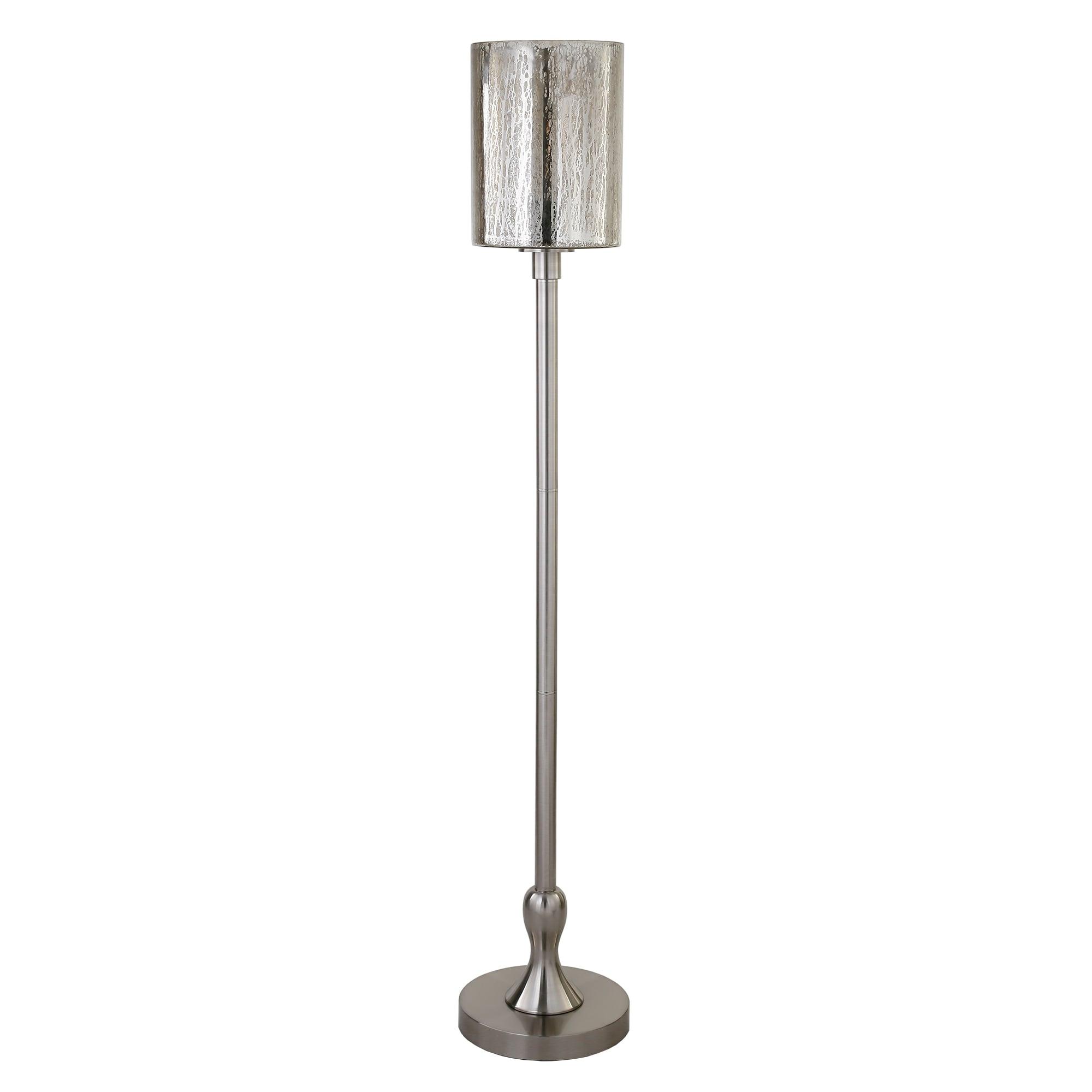 Henn&Hart 12" Brushed Nickel Finish Metal/Mercury Glass Floor Lamp